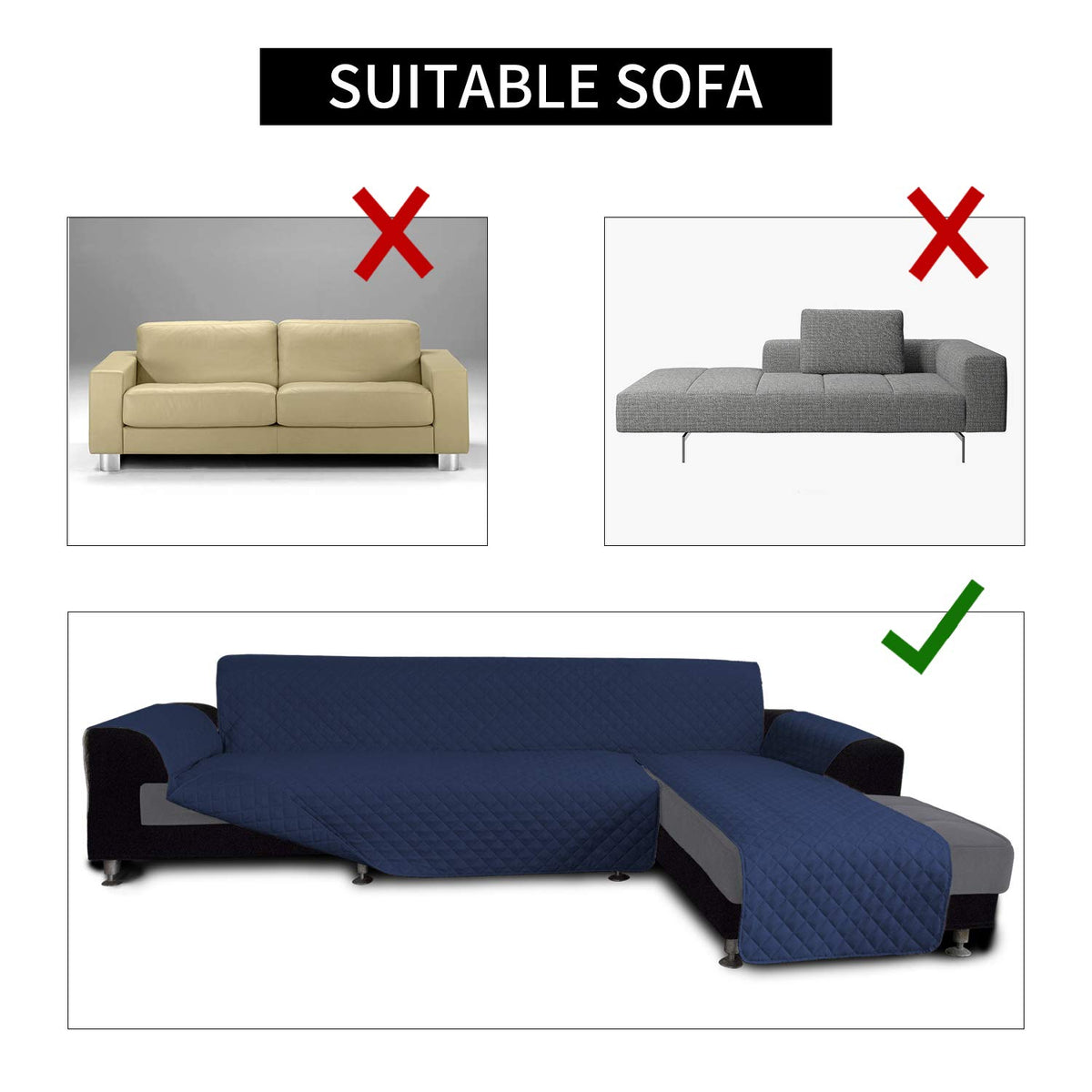 Reversible L Shape Sectional Couch Cover