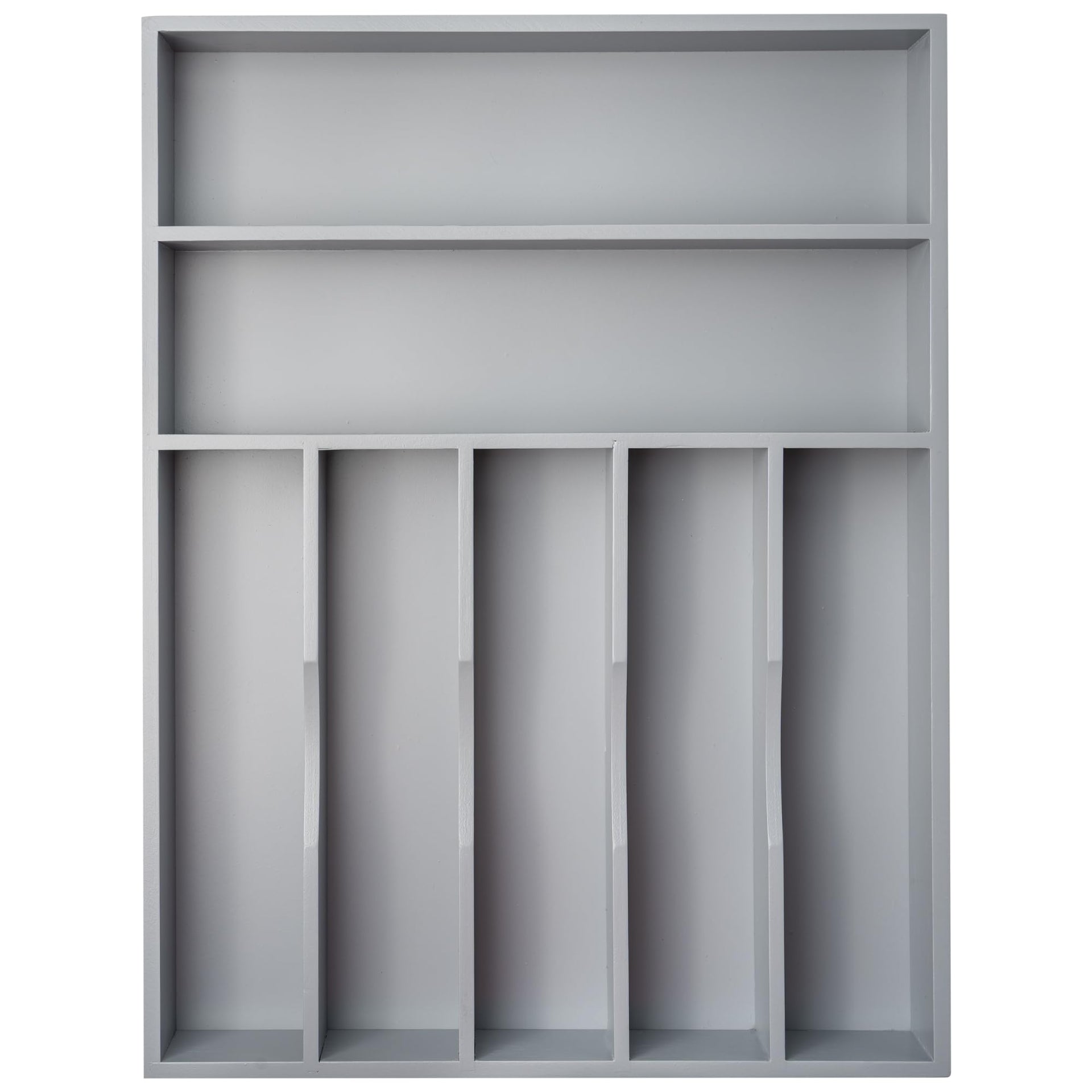 Silverware Organizer 13 Inch Gray Bamboo Kitchen Drawer Organizer 7 Slots Utensil Organizer Silverware Holder Cutlery Organizer Flatware Tray