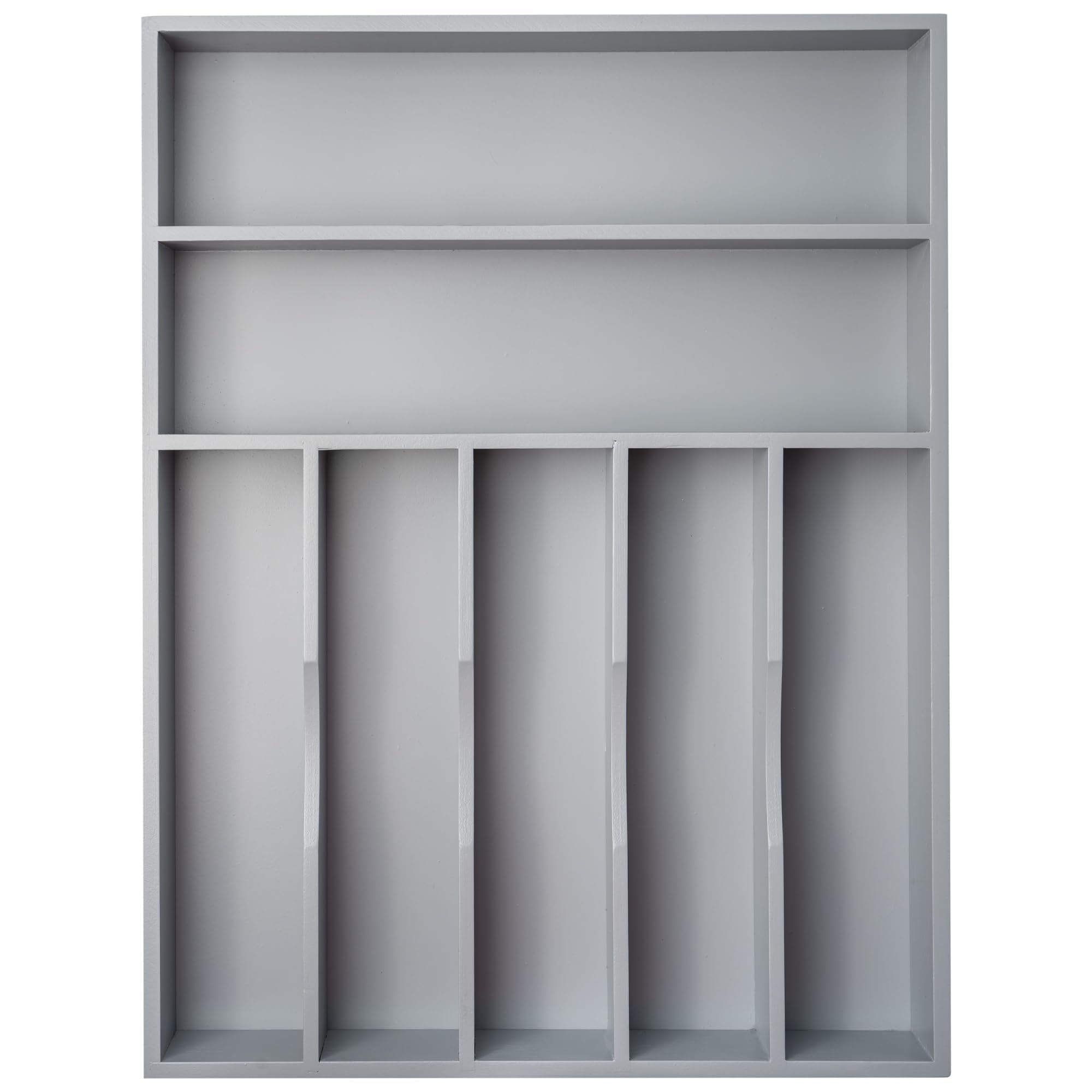 Silverware Organizer 13 Inch Gray Bamboo Kitchen Drawer Organizer 7 Slots Utensil Organizer Silverware Holder Cutlery Organizer Flatware Tray