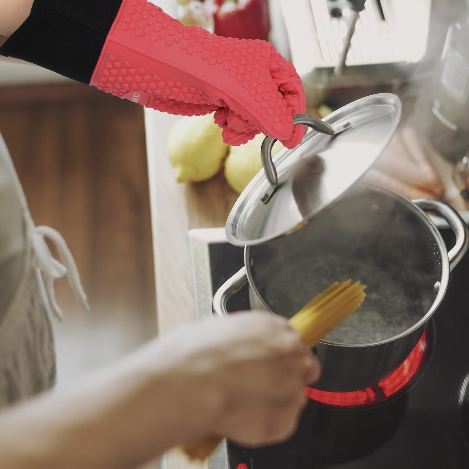 Silicone Oven Mitts Gloves (11 Ounce)
