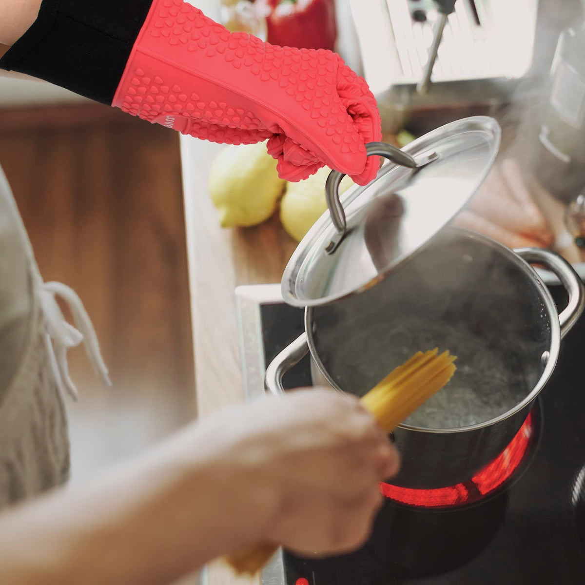 Silicone Oven Mitts Gloves (11 Ounce)