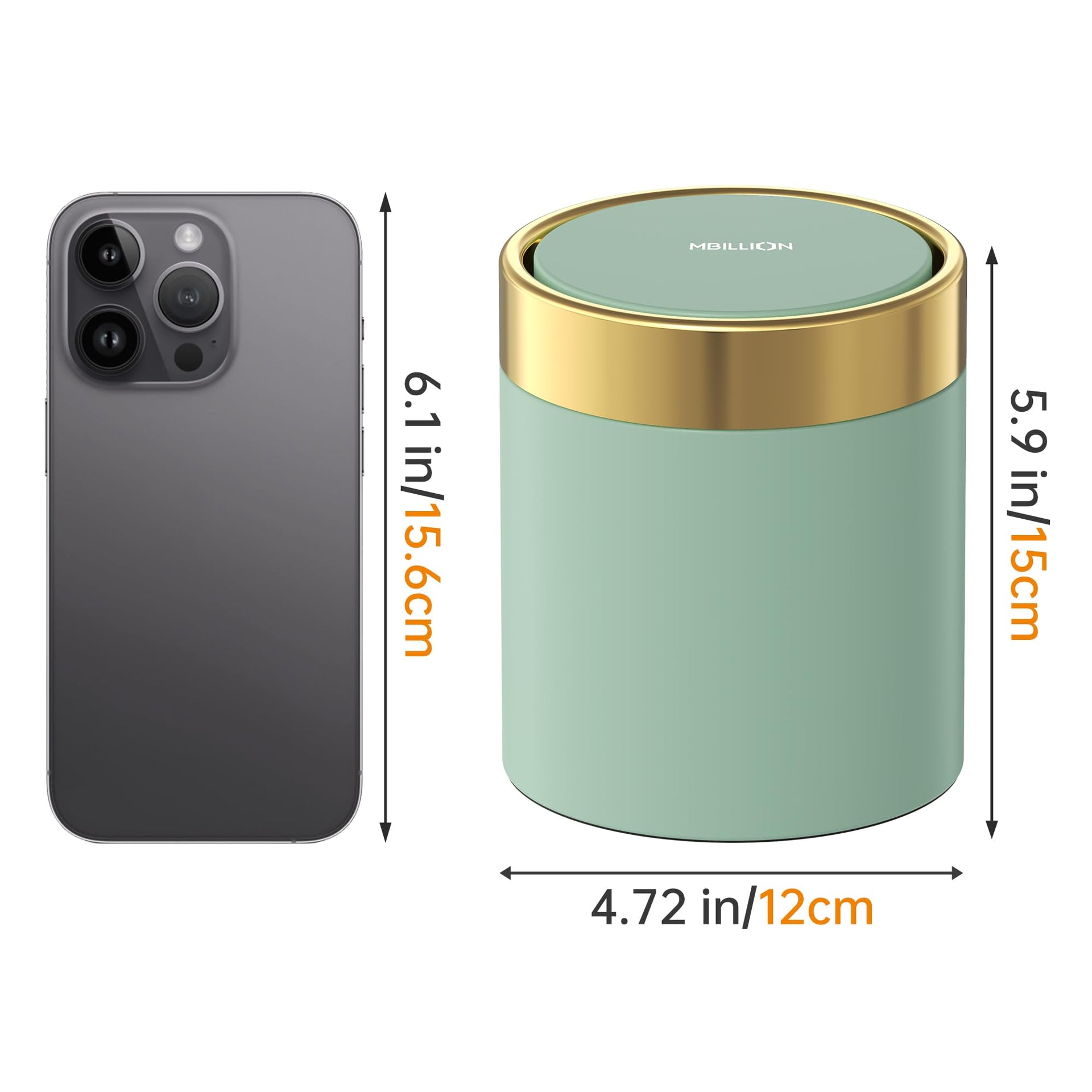0.4 Gal Light Green Desktop Mini Swing Lid Trash Can