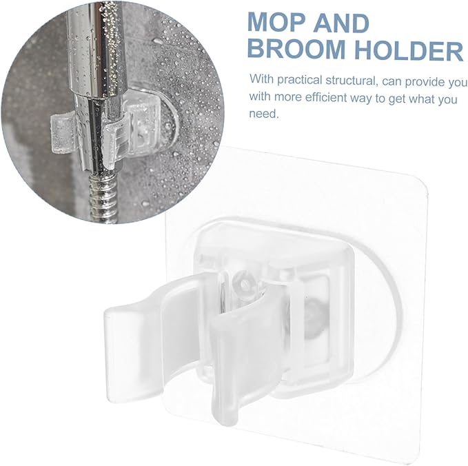 2Pcs Wall Mounted Mop Holder Adhesive Broom Organizer for Bathroom Kitchen and Laundry Room Simple Design Easy Installation Lightweight and Wall Holder for Brooms