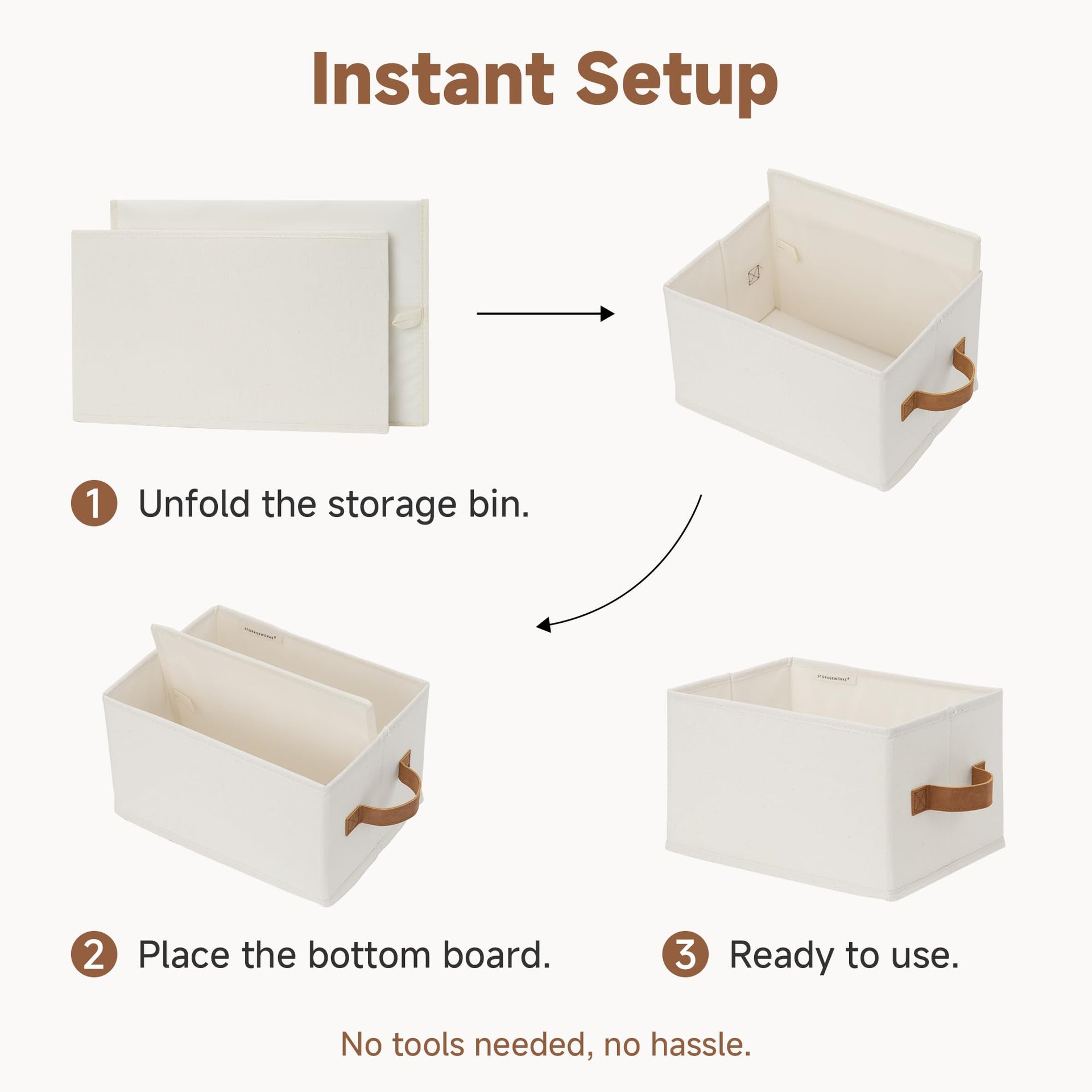 Closet Storage Bins with PU Handles (3 Count)
