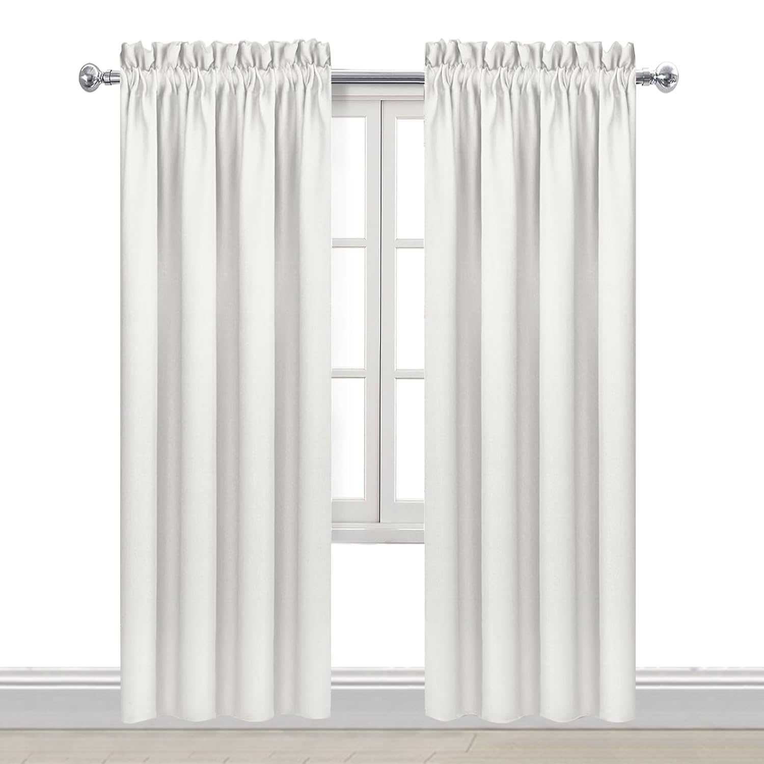 Blackout Curtains for Bedroom Living Room 52 x 95 Inch Long Ivory (2 Count)