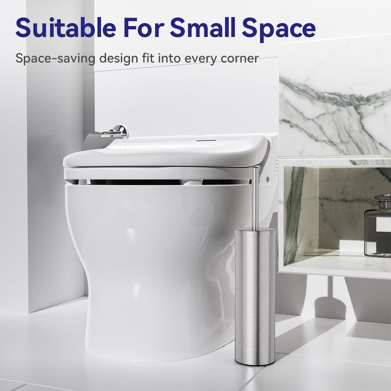 Stainless Steel Toilet Bowl Brush and Holder for Bathroom