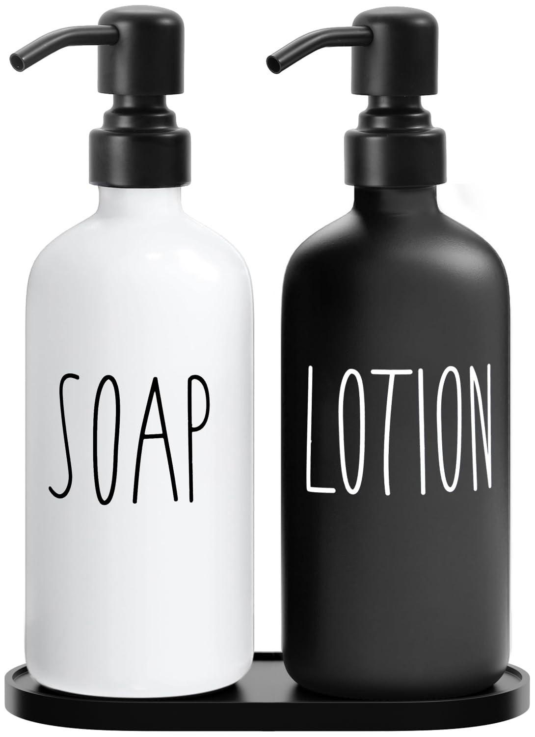 Glass Soap Dispenser with Stainless Steel Pump (2 Count)
