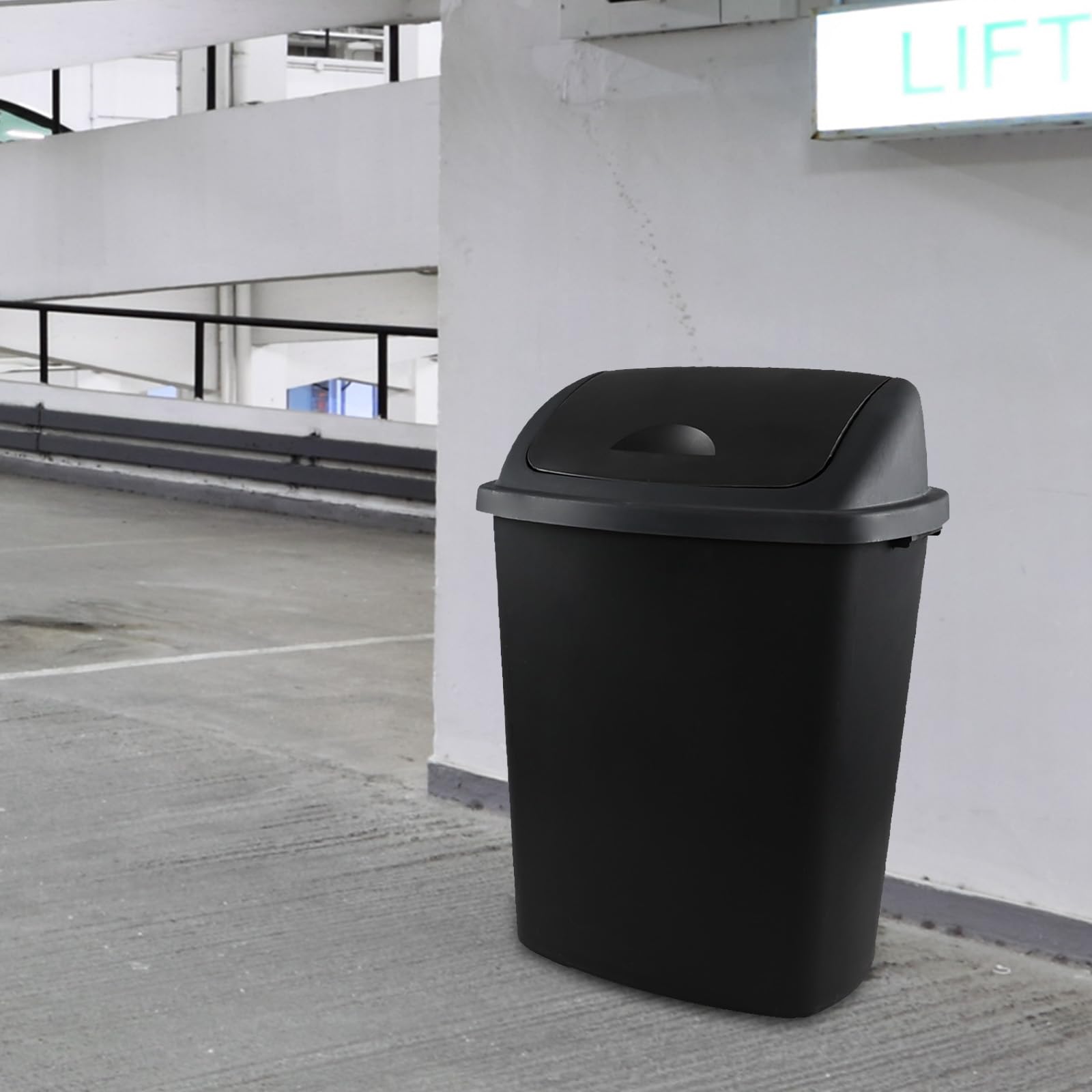 18 Gallon Black Plastic Kitchen Trash Can with Swing Lid (4 Count)