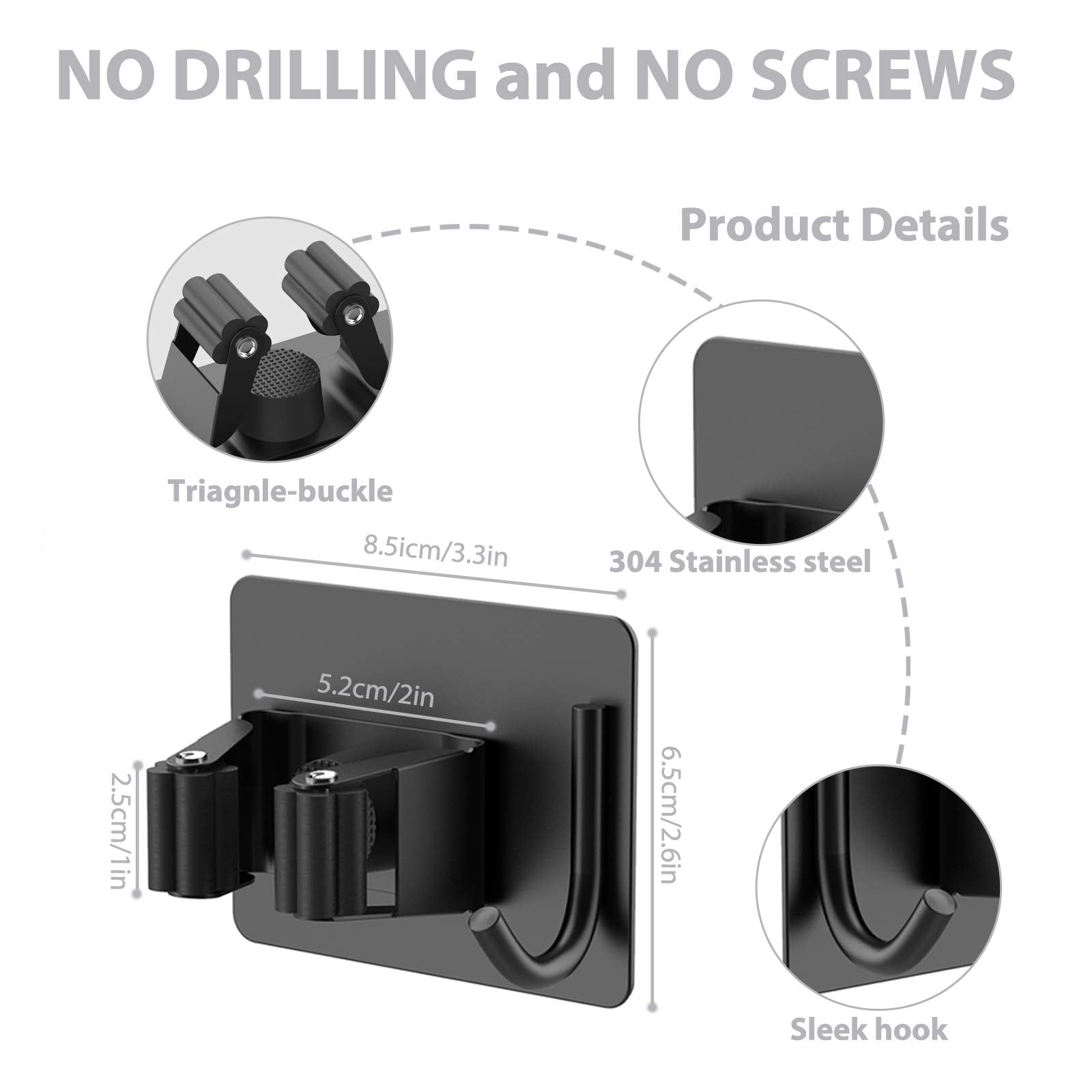 Broom Holder Wall Mount 4Pcs