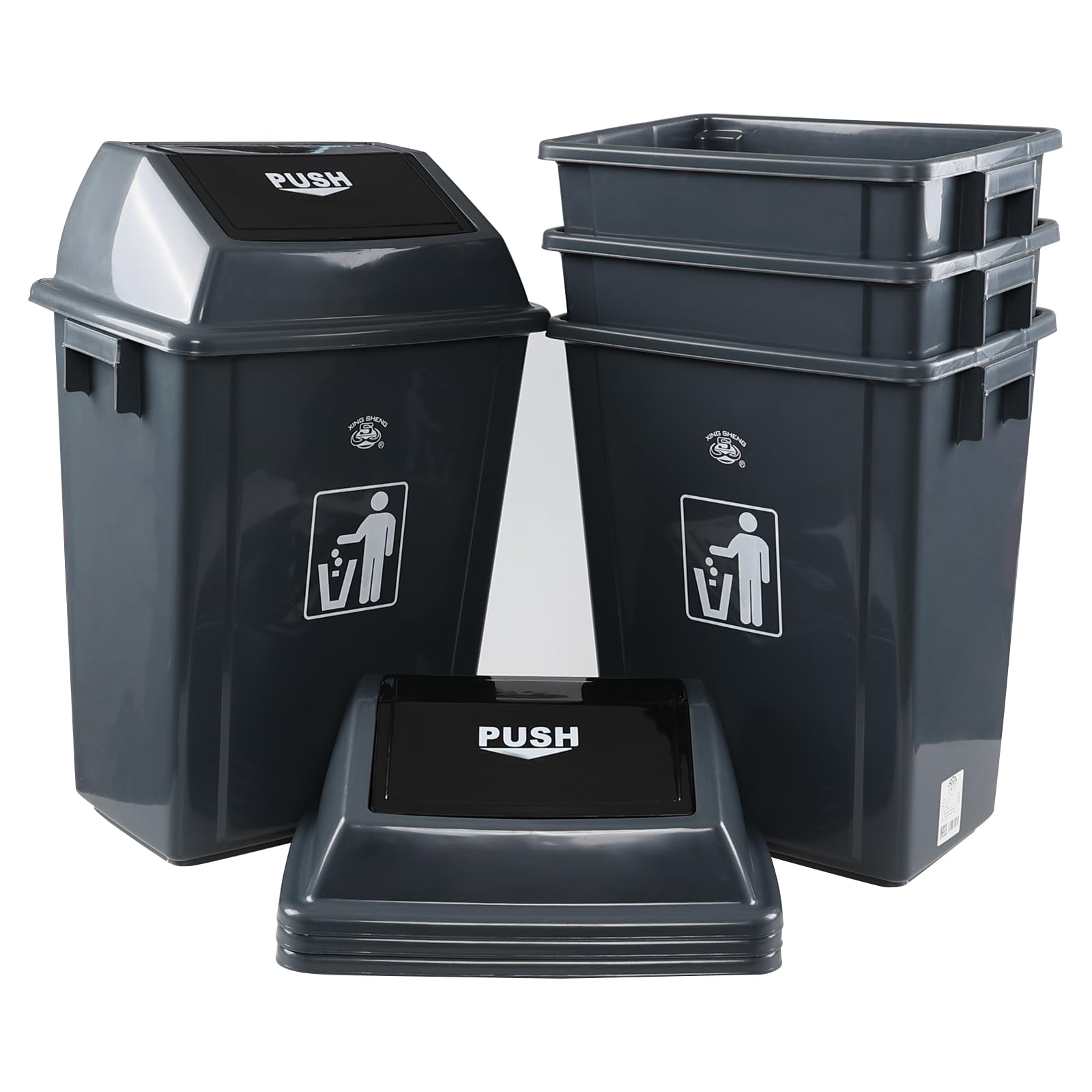 13 Gallon Swing Top Trash Can (4 Count)