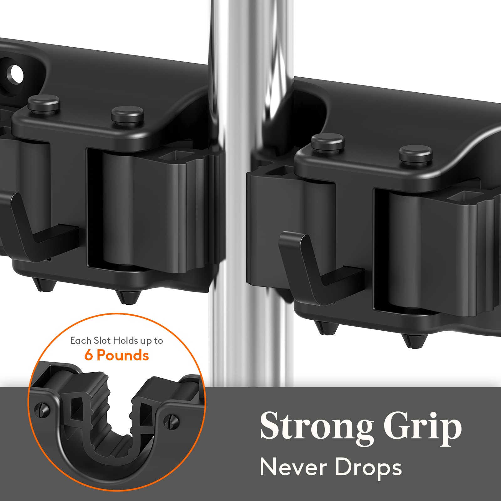 Mop and Broom Holder Organzier Wall Hanging Mount (2 Count)