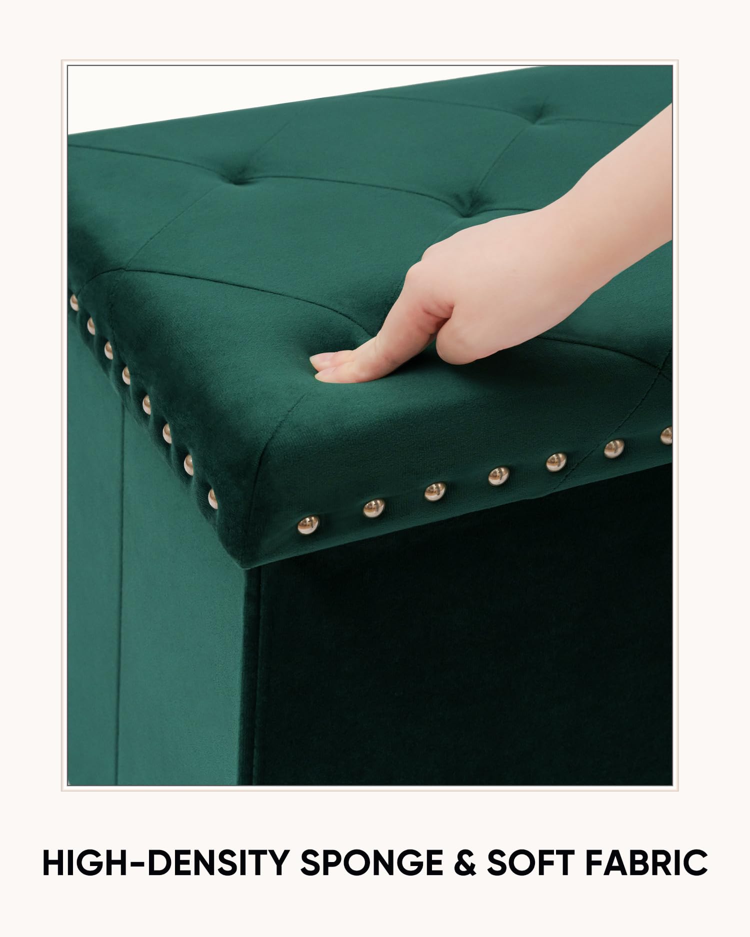 Velvet Storage Ottoman Bench