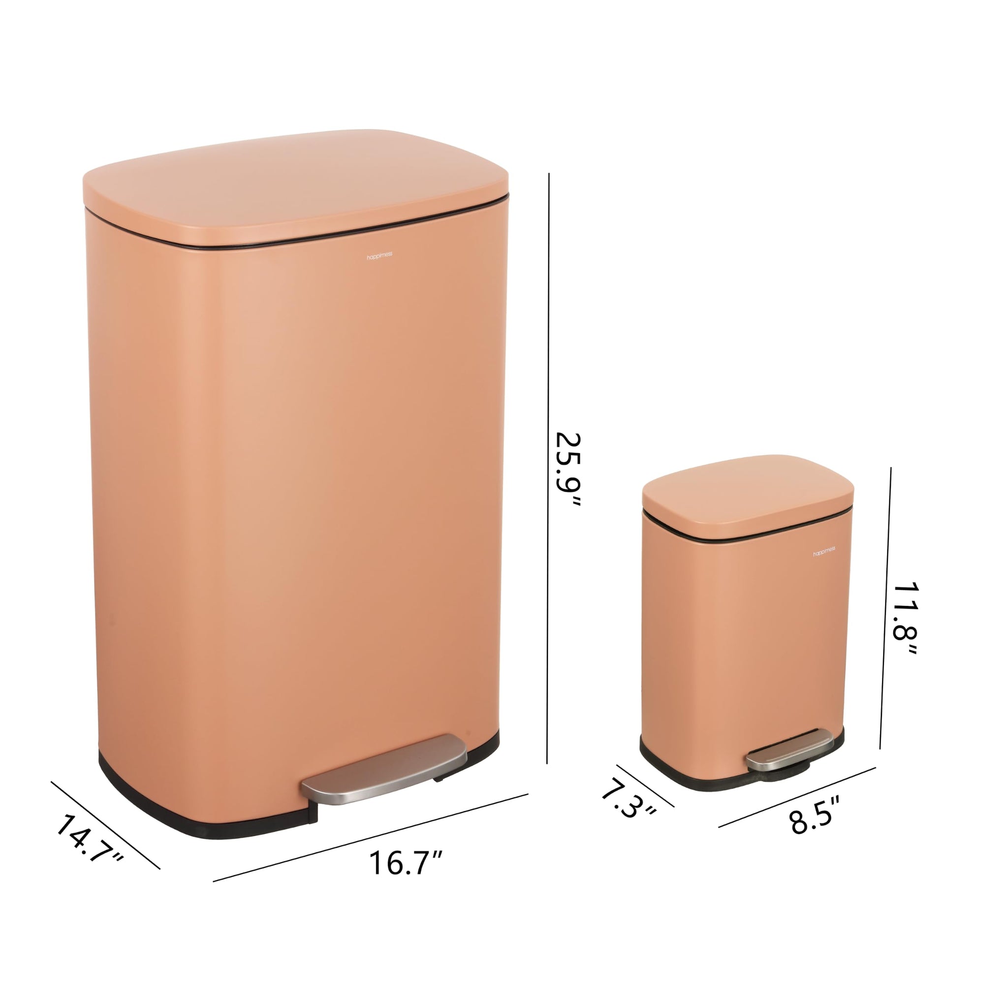 Connor 2 Piece Iron Trash Can (2 Count)