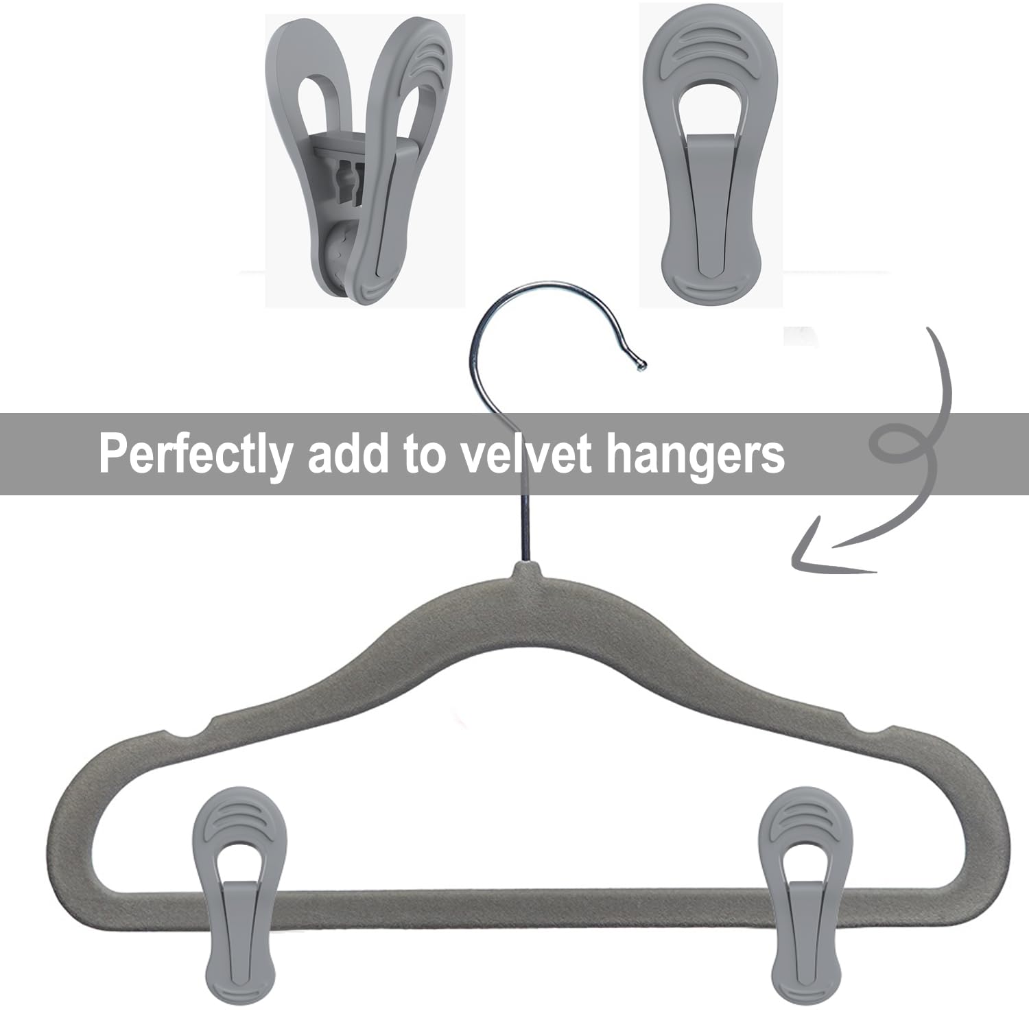 Grey Hanger Clips 50 PCS