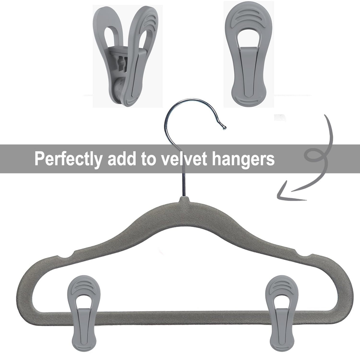 Grey Hanger Clips 50 PCS