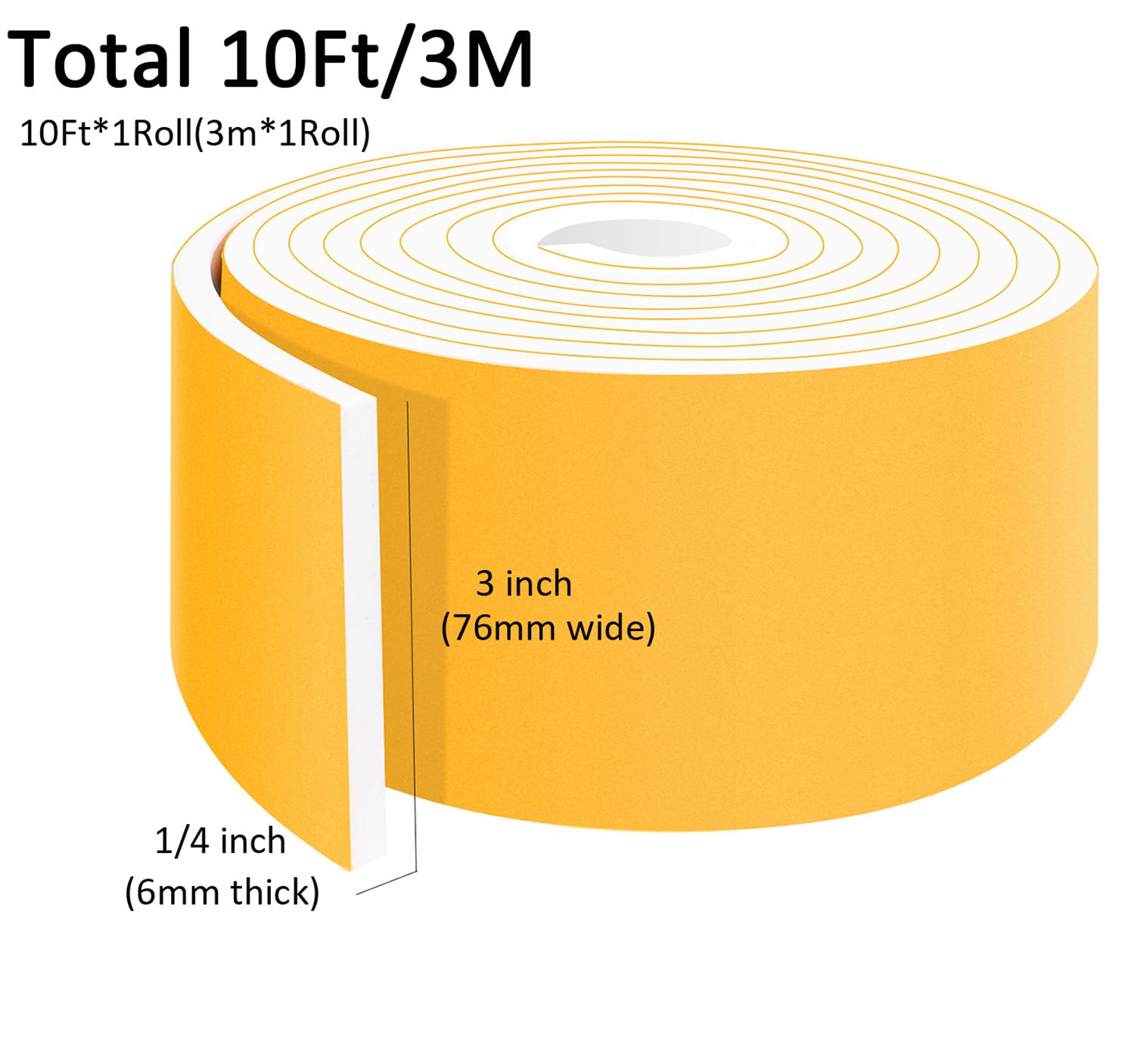 3'' Wide 1 4'' Thick Foam Tape (10 Foot)