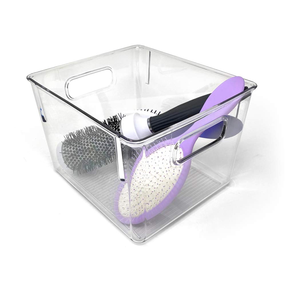 3 Pack Medium Clear Storage Bins with Handles (3 Count)