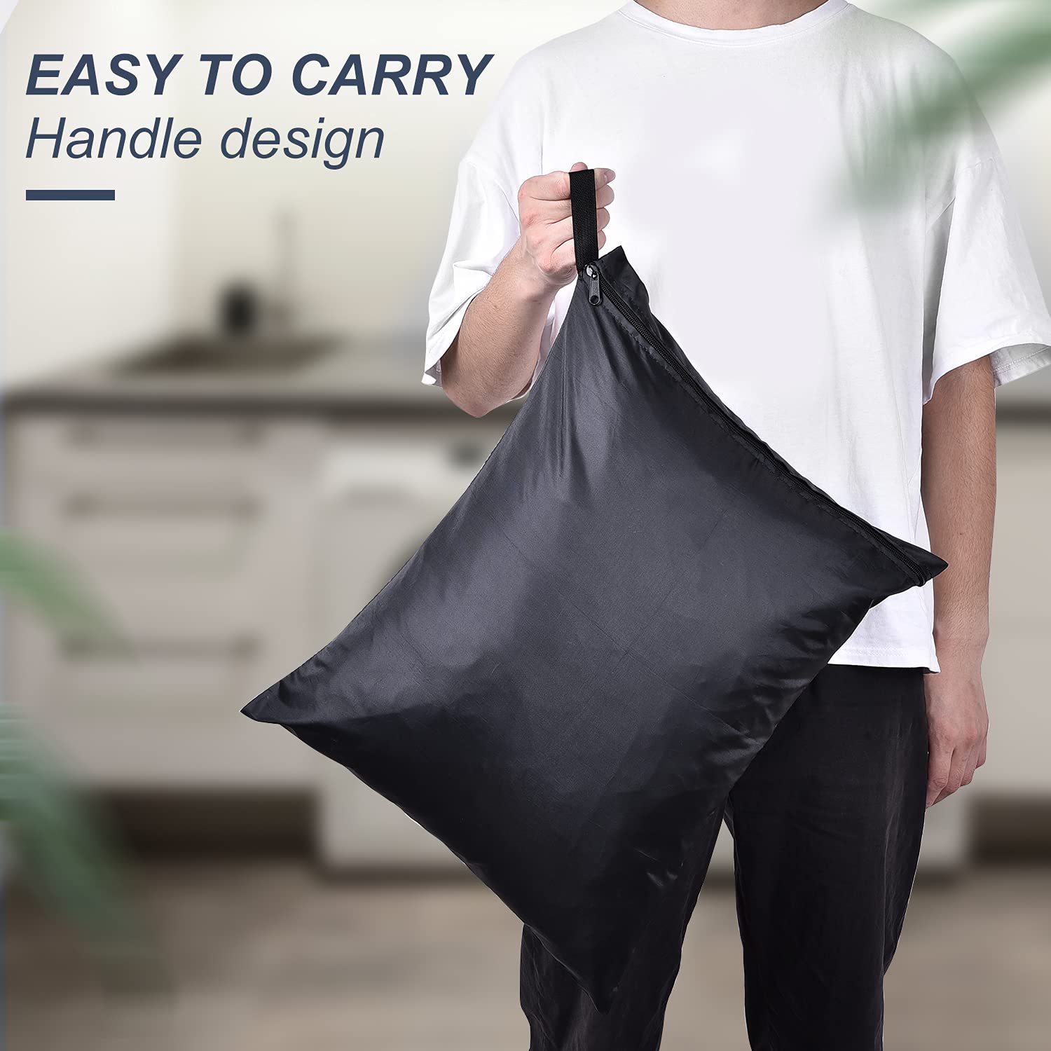 2 Pack Laundry Bags 16x20 inch Wet Dry Bag for Swimsuit and Towels Medium Travel Dirty Clothes Bag Machine Washable Laundry Sack for Gym Beach Drying Do Not Exceed 176℉ Black (2 Count)