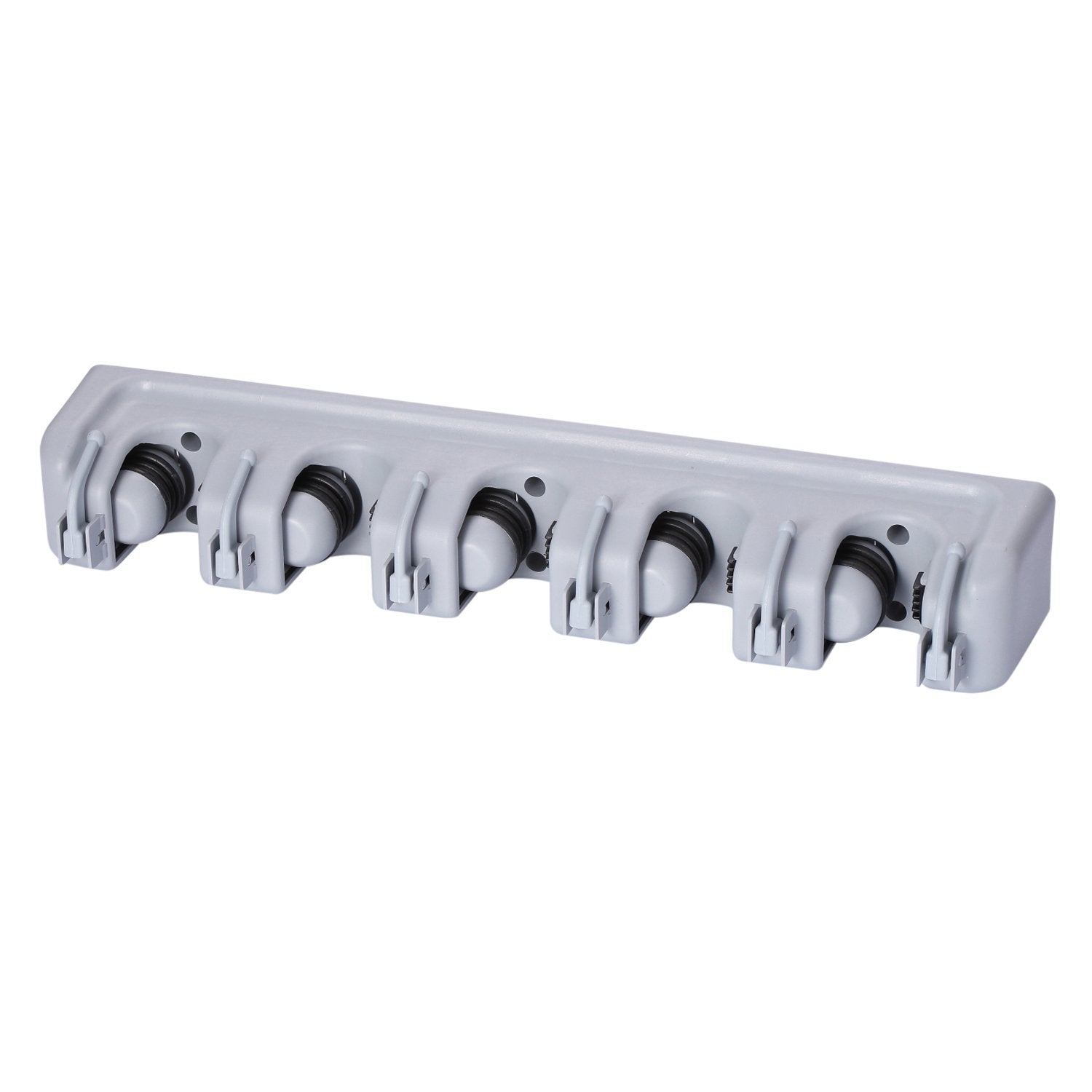 Mop and Broom Holder Wall Mounted 5 Position Storage Rack with 6 Retractable Hooks Holds up to 11 Tools Utility Weatherproof Holder for Garage Storage Systems Broom Organizer