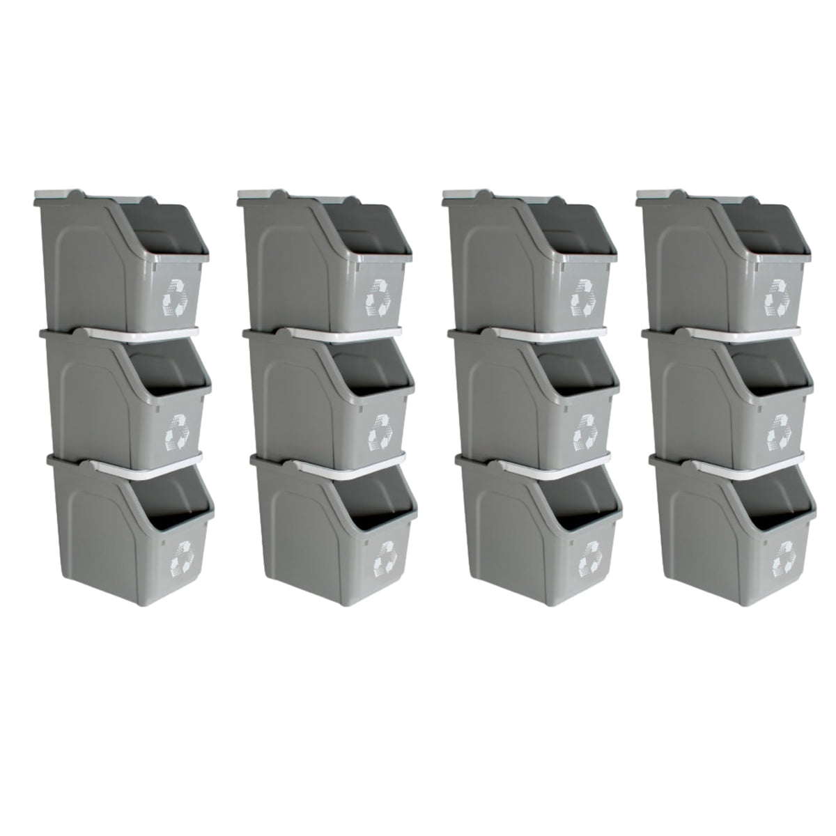 Grey Recycle Bin 6 Gallon Stackable Recycle Bins for Kitchen with Handle