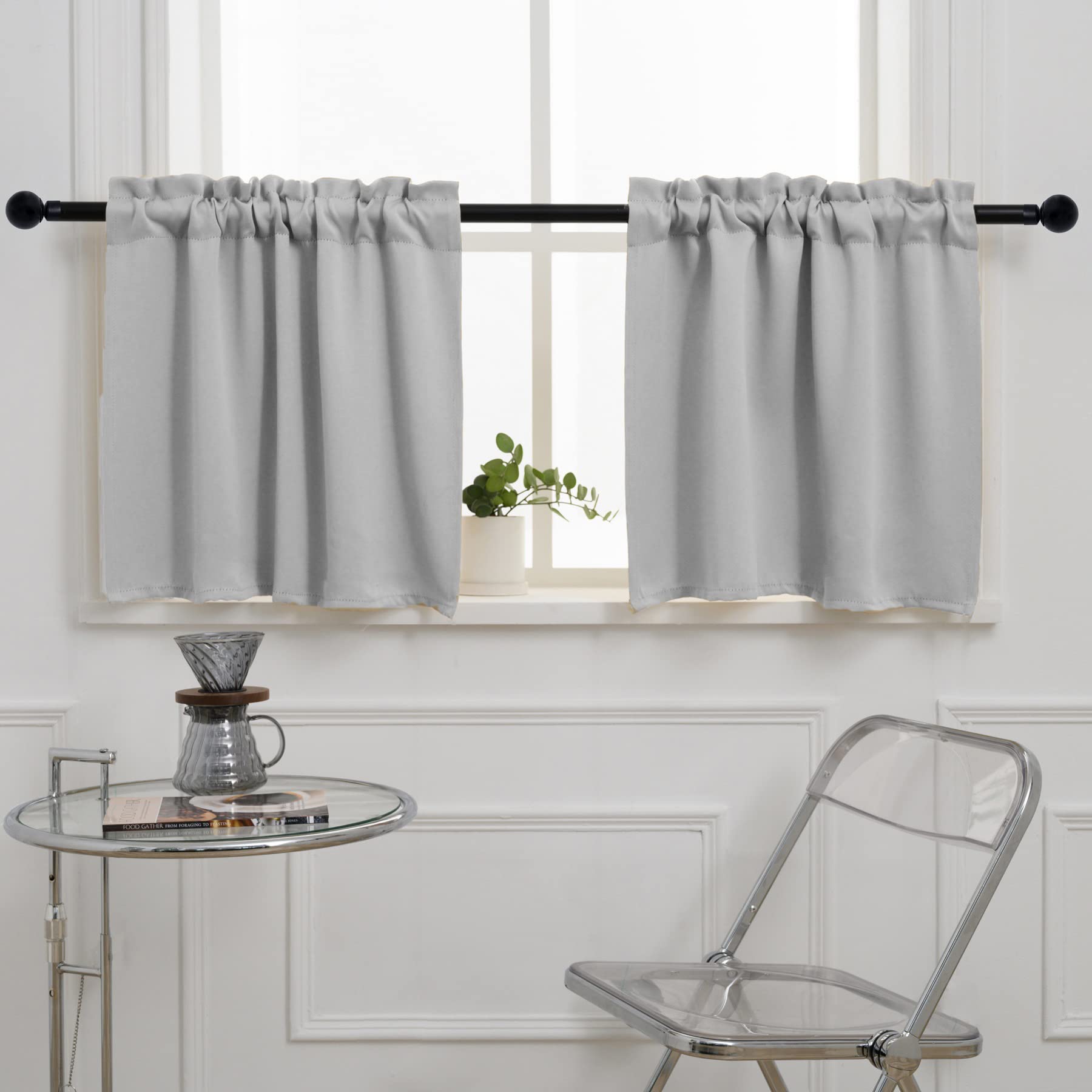 Light Grey Cafe Curtain (2 Count)
