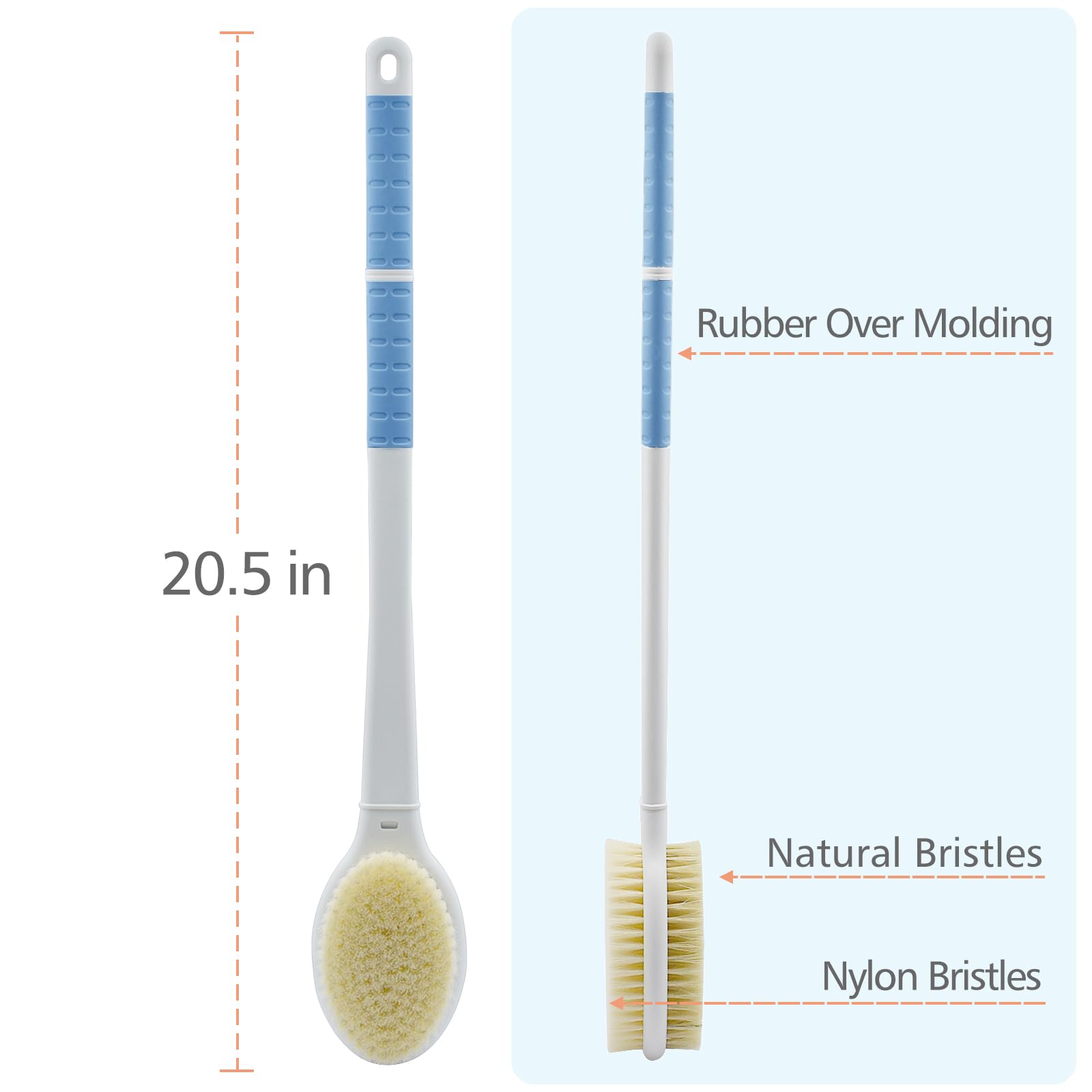 Shower Brush with Soft & Stiff Bristles