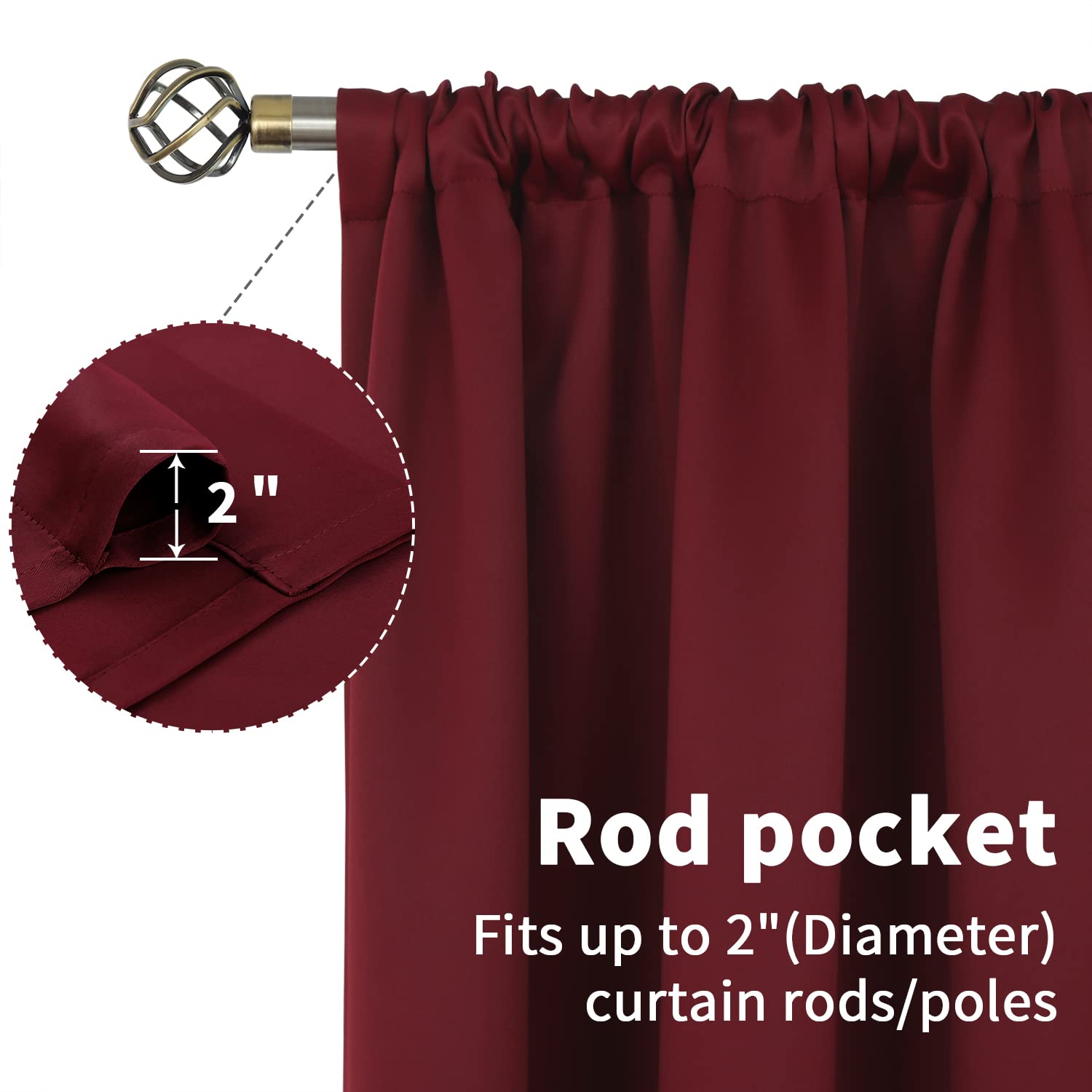 Burgundy Blackout Curtains 72 Inch Length 2 Panels for Living Room (2 Count)