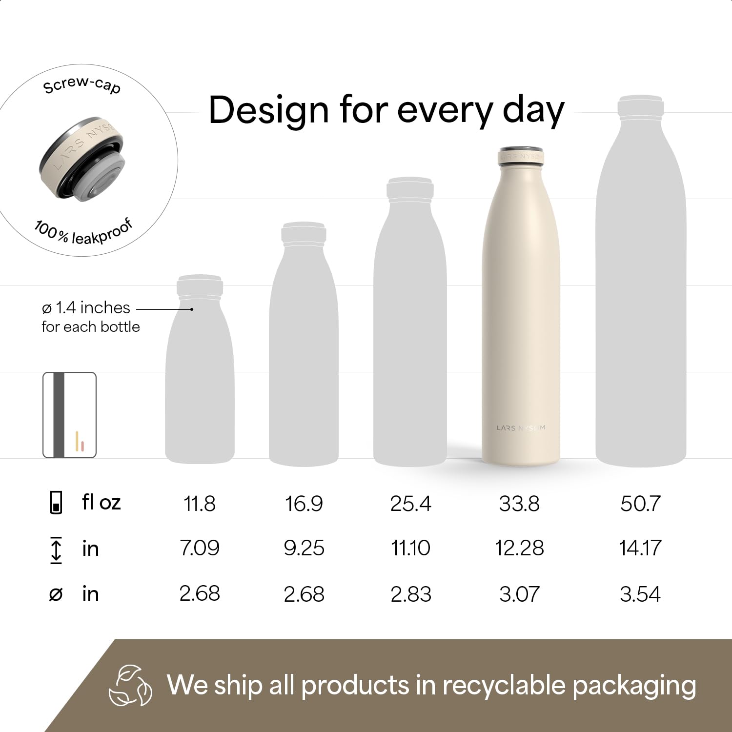 Stainless Steel Insulated Water Bottle 12oz 17oz 25oz 34oz 51oz
