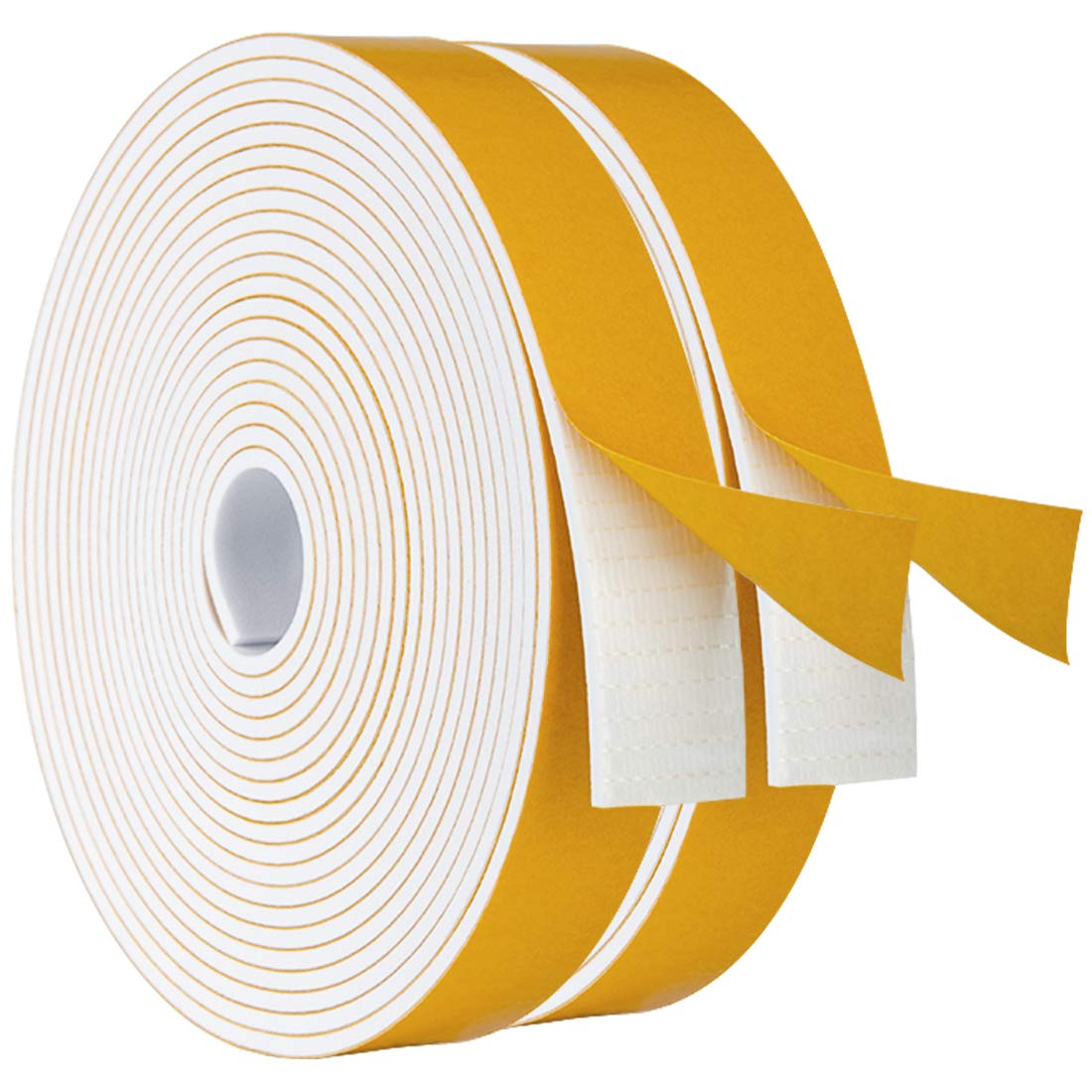 White Foam Sealing Weather Stripping Window Seal Door Frame Insulation Closed Cell High Density Wide Adhesive Foam Tape (39.2 Foot)
