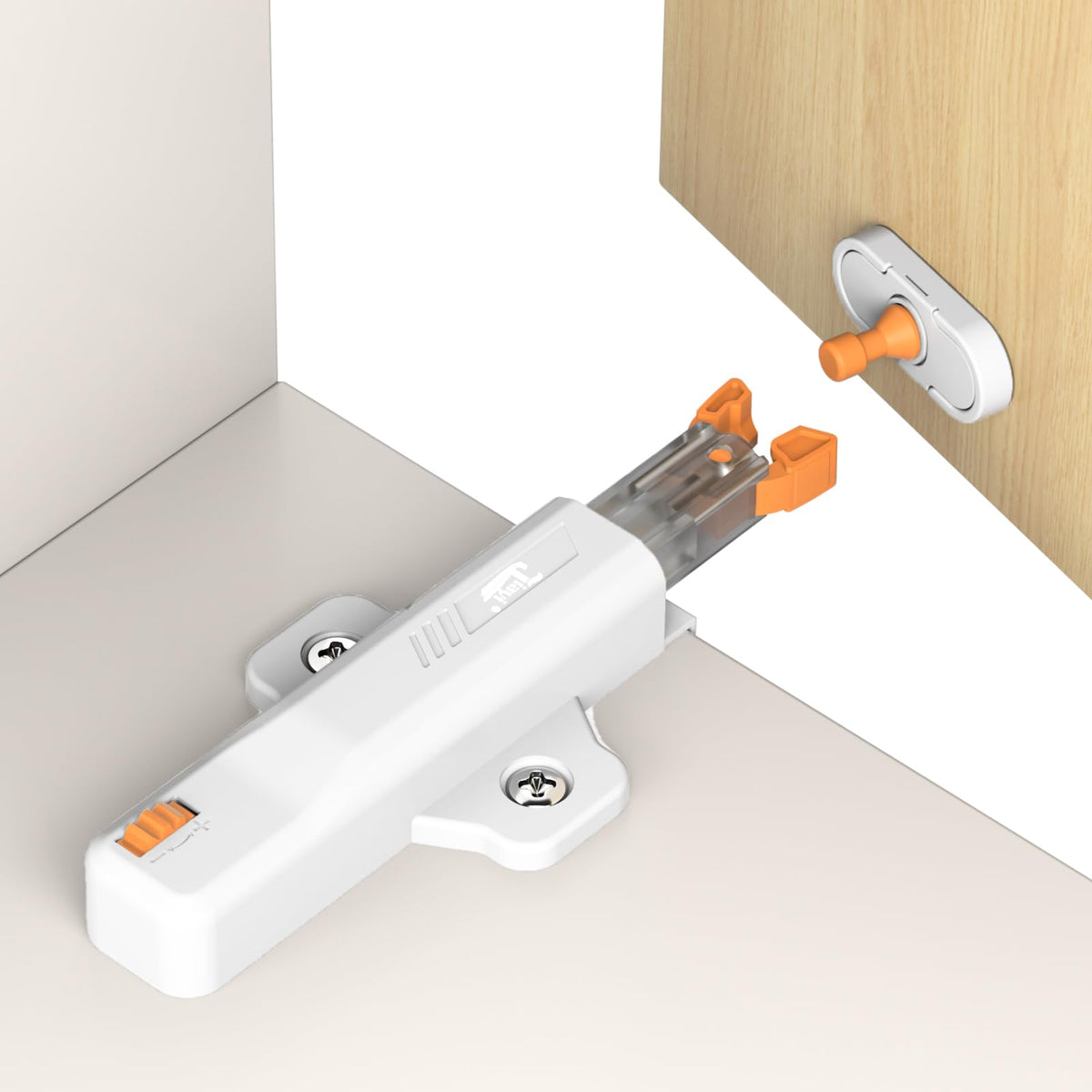 Push to Open Door Catches Heavy Duty 2 Pack Push Opener Door Latch for Cupboard White Touch Open Latches for Closet Closing Wardrobe Closure Spring Push Latch (2 Count)
