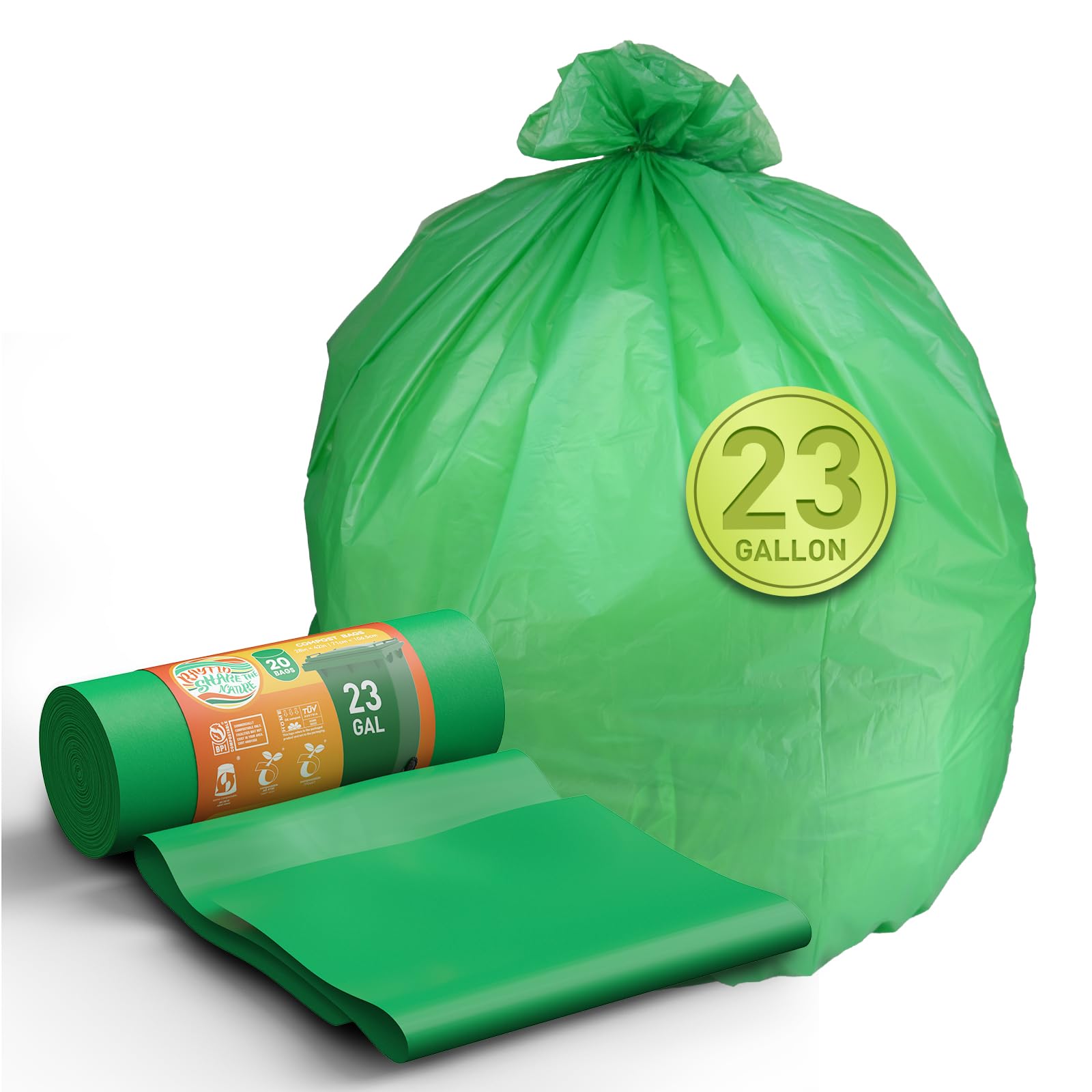Compostable Trash Bags 23 gallon Large Garbage Bags (20 Count)