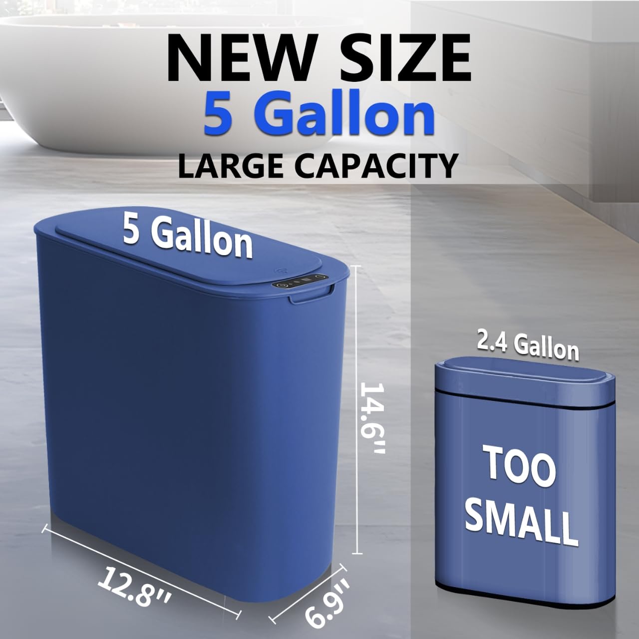 5 Gallon Automatic Bathroom Trash Can with Lid