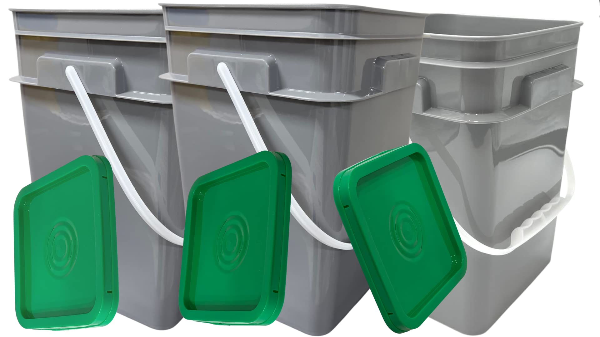 4 Gallon Square Food Grade Bucket Pail with Plastic Handles and Lid