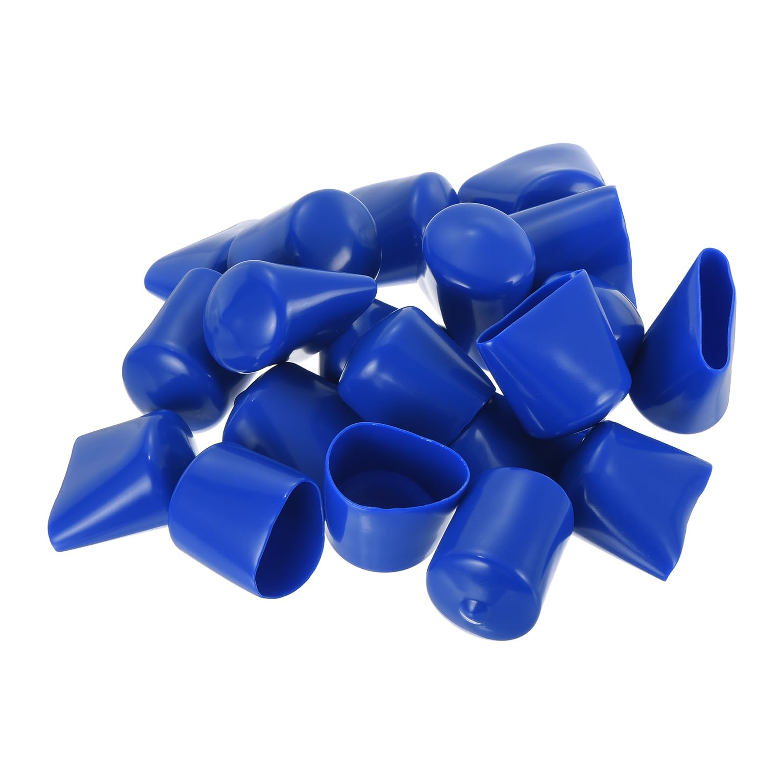 20pcs Rubber End Caps 27mm ID Vinyl Round Tube Bolt Cap Cover Screw Thread Protectors Blue