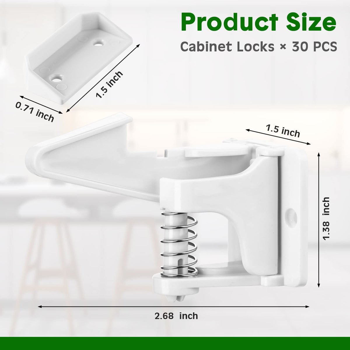 30 Pcs Cabinet Locks Child Safety Latches Invisible Safety Drawer Latches with Screws Self Adhesive Cabinet Drawer Locks for Baby Child Proofing Home Kitchen Furniture Door
