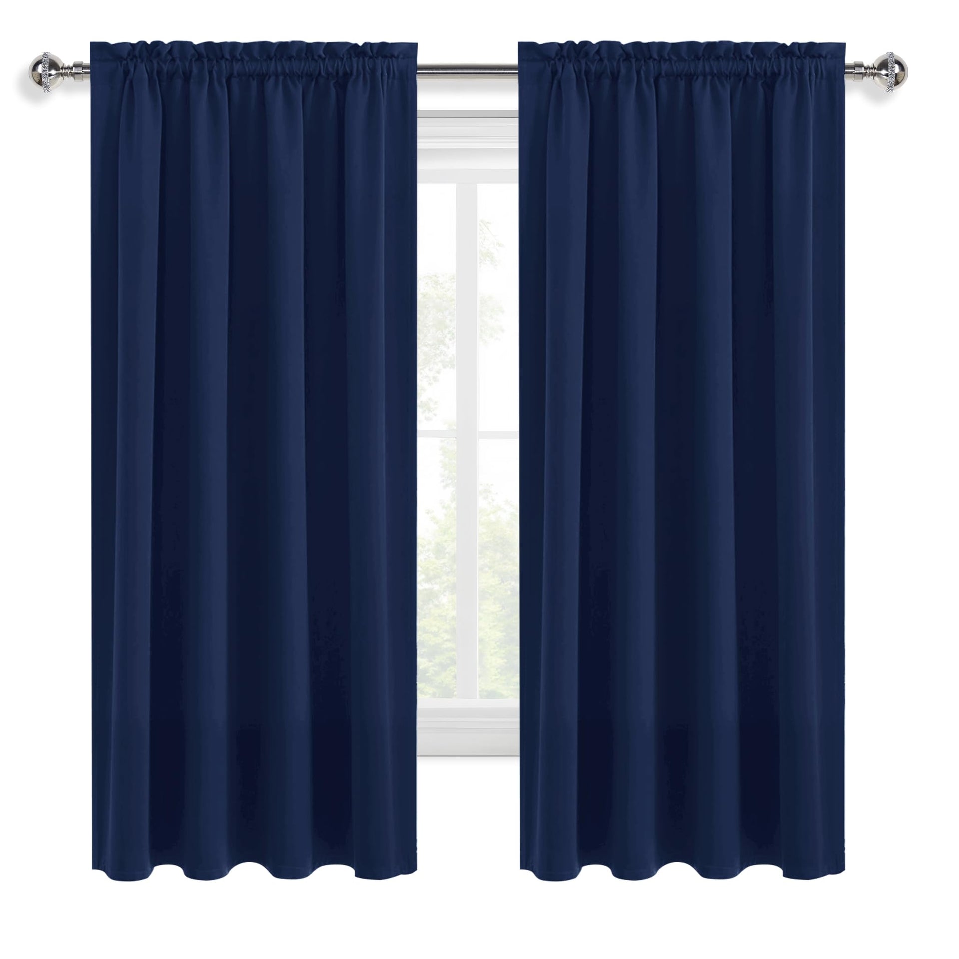 Blackout Curtains for Bedroom 52 x 45 Inch Long Navy Blue 2 Panels (2 Count)