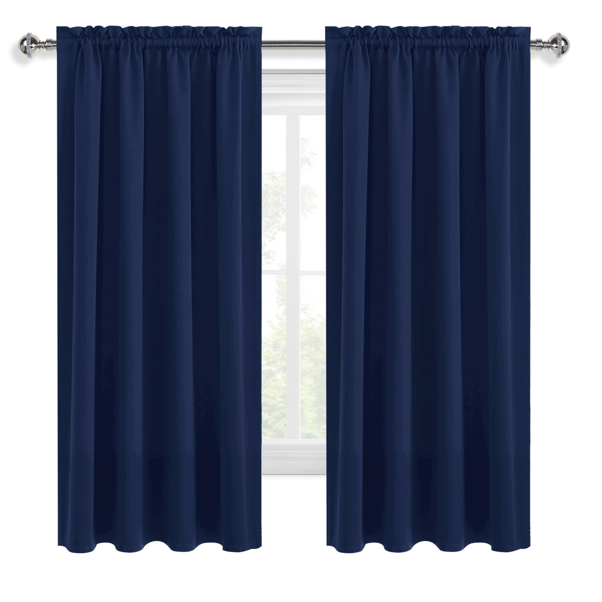 Blackout Curtains for Bedroom 52 x 45 Inch Long Navy Blue 2 Panels (2 Count)