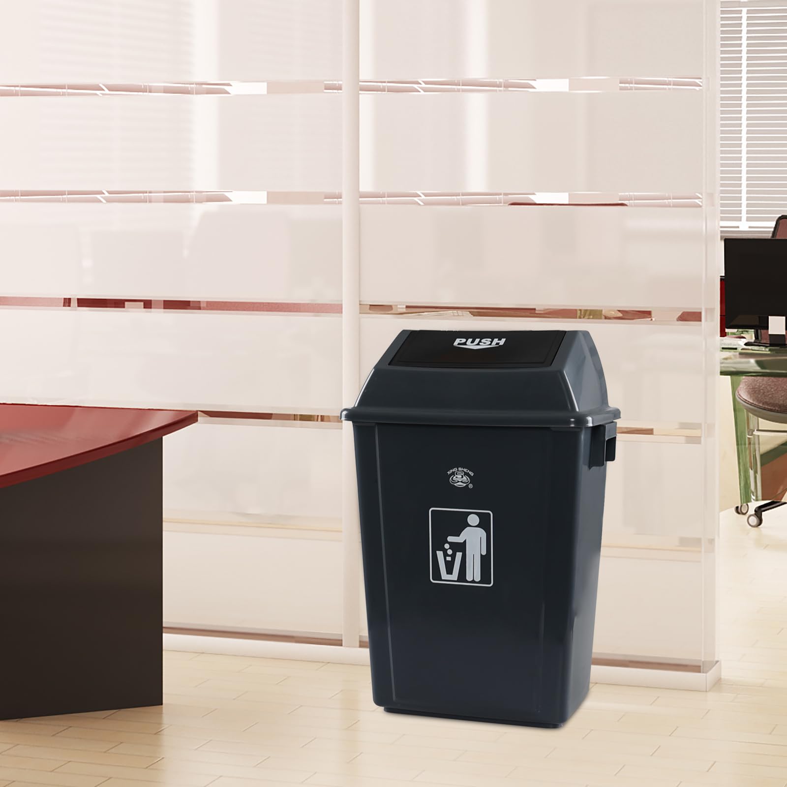 13 Gallon Plastic Kitchen Trash Can with Swing Lid (4 Count)