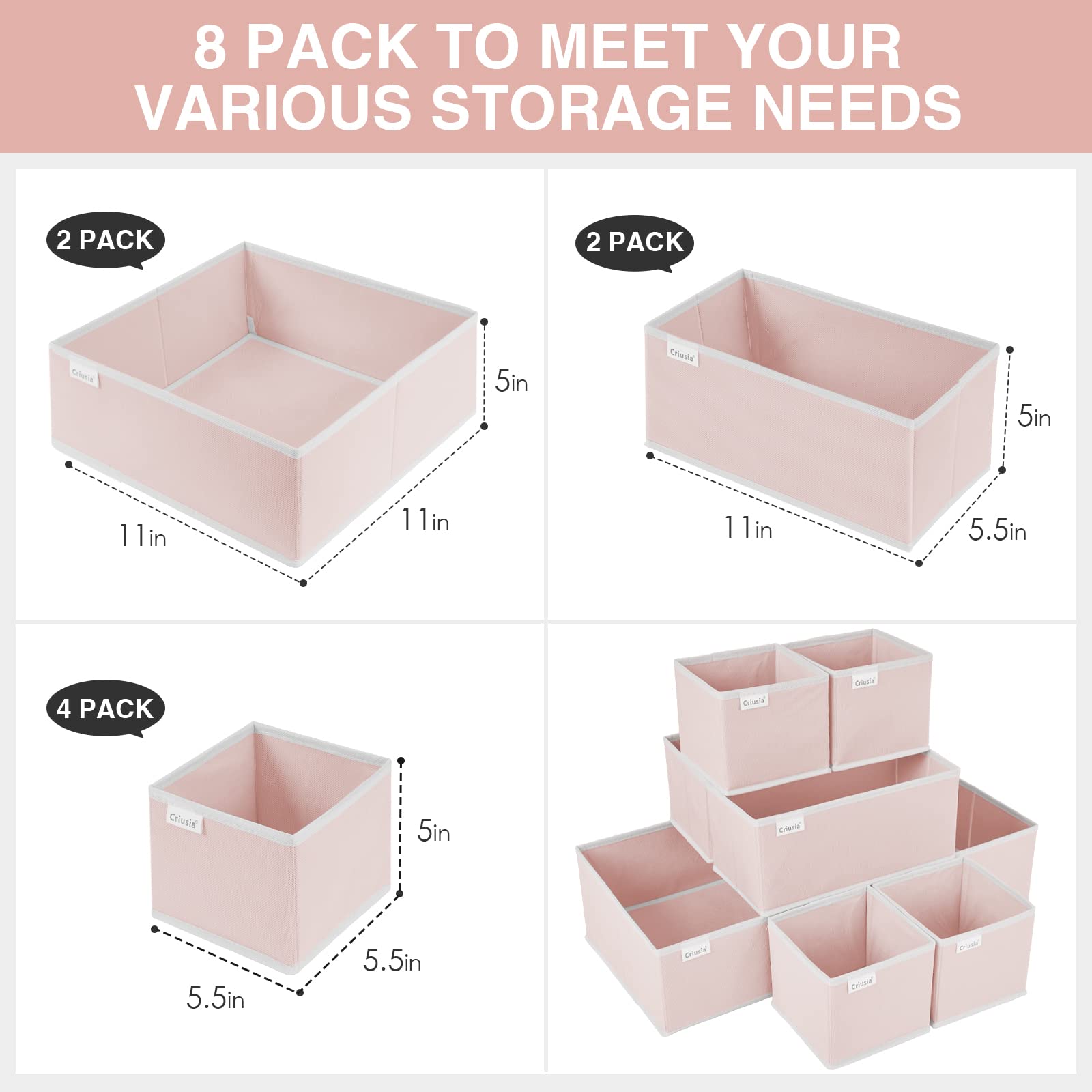 8 Pack Underwear Drawer Organizer (8 Count)
