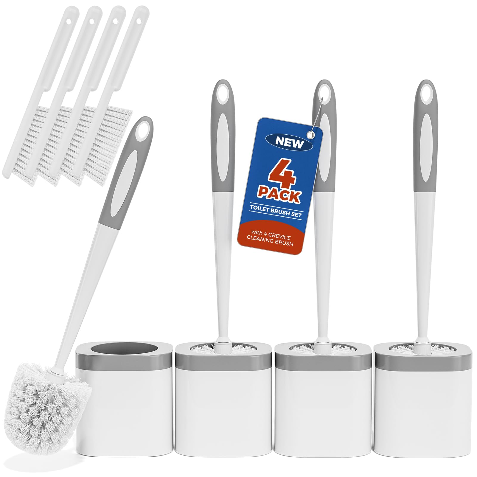 Toilet Brush and Holder Set (4 Count)