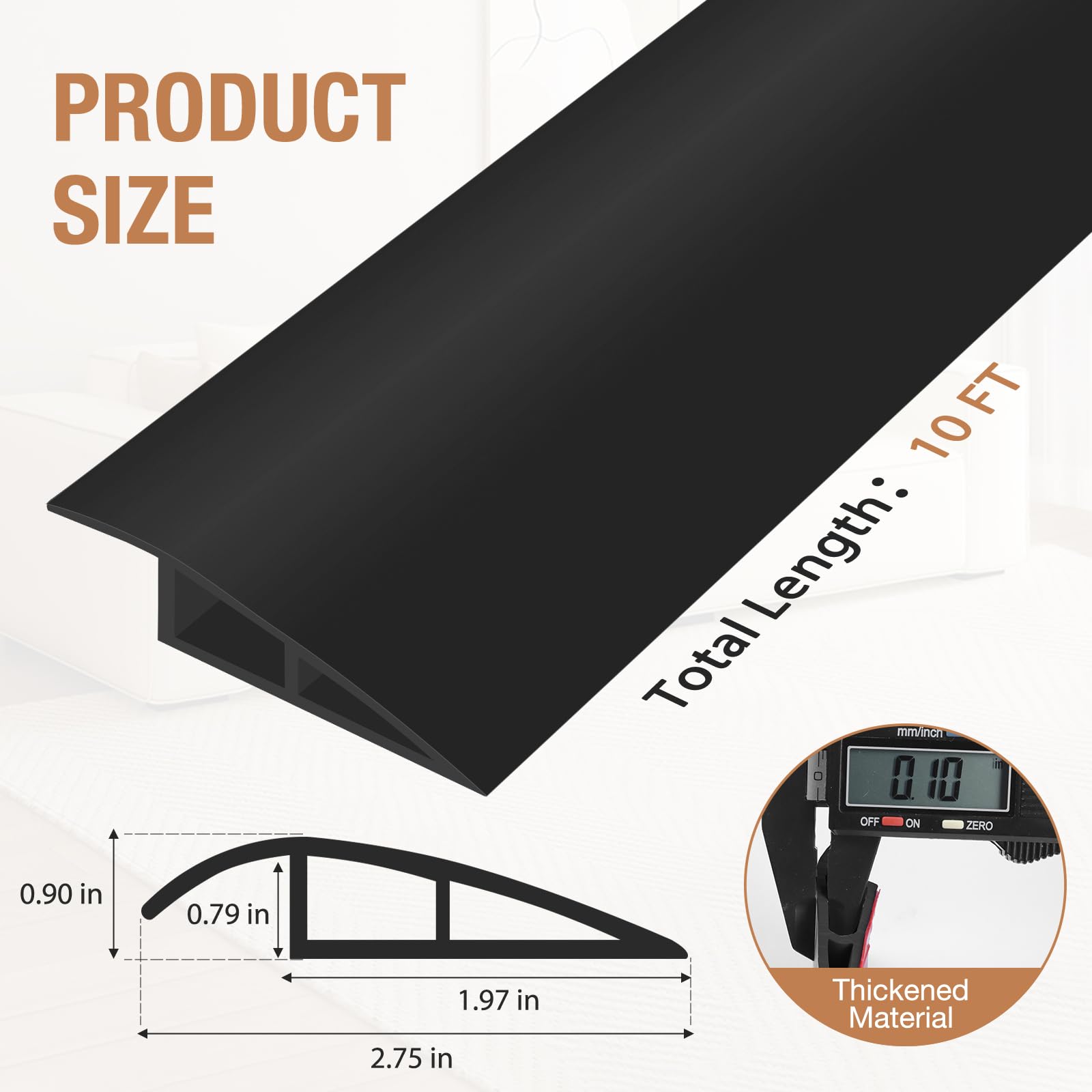 Floor Transition Strip Self Adhesive Vinyl Door Threshold Strip (10 Foot)