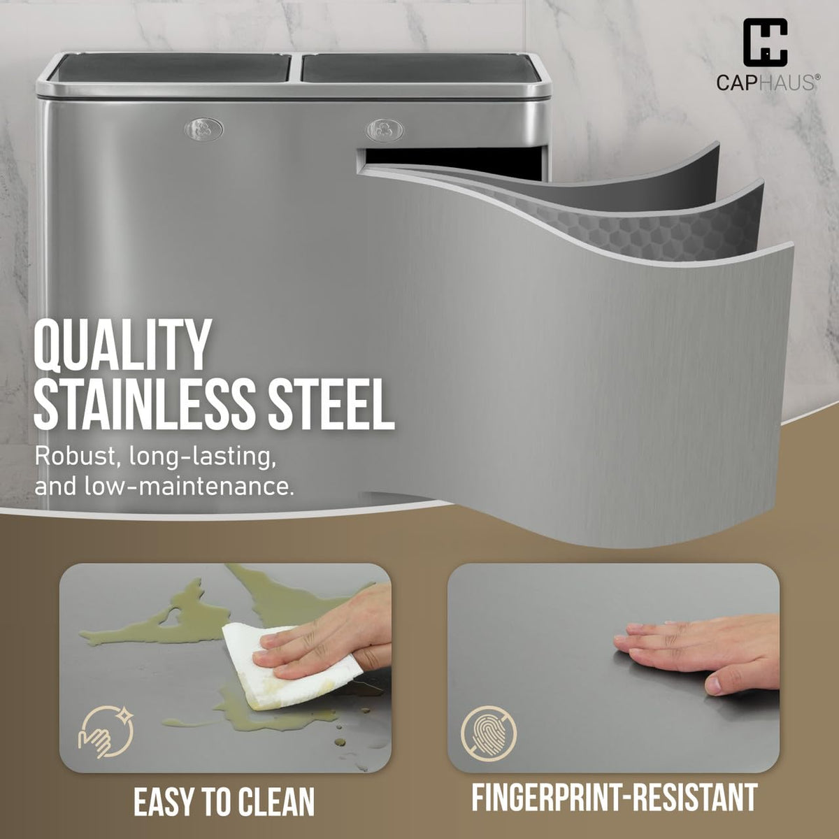 Dual Trash Can with Double Lid