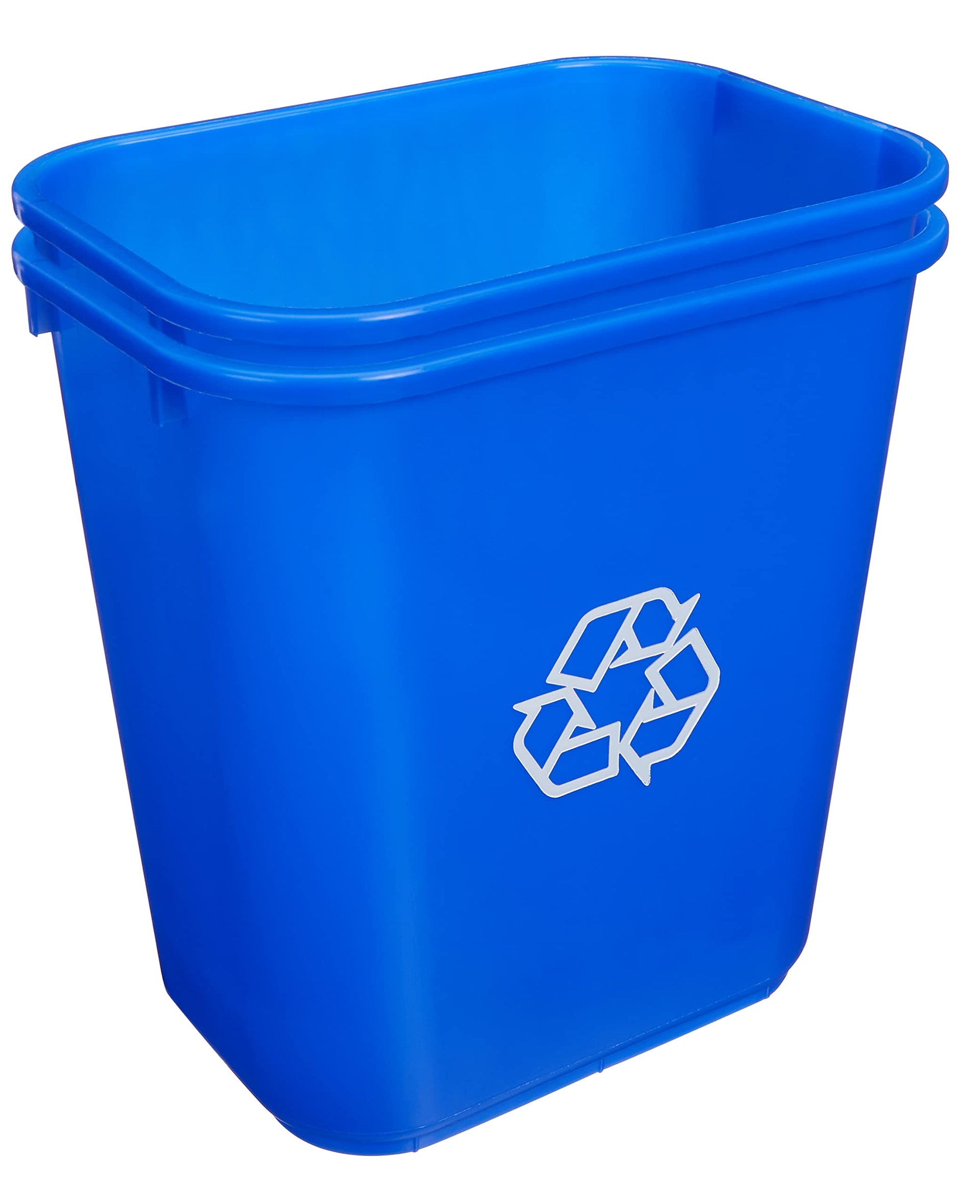 Rectangular Commercial Office Recycling Wastebasket with Recycle Logo (2 Count)