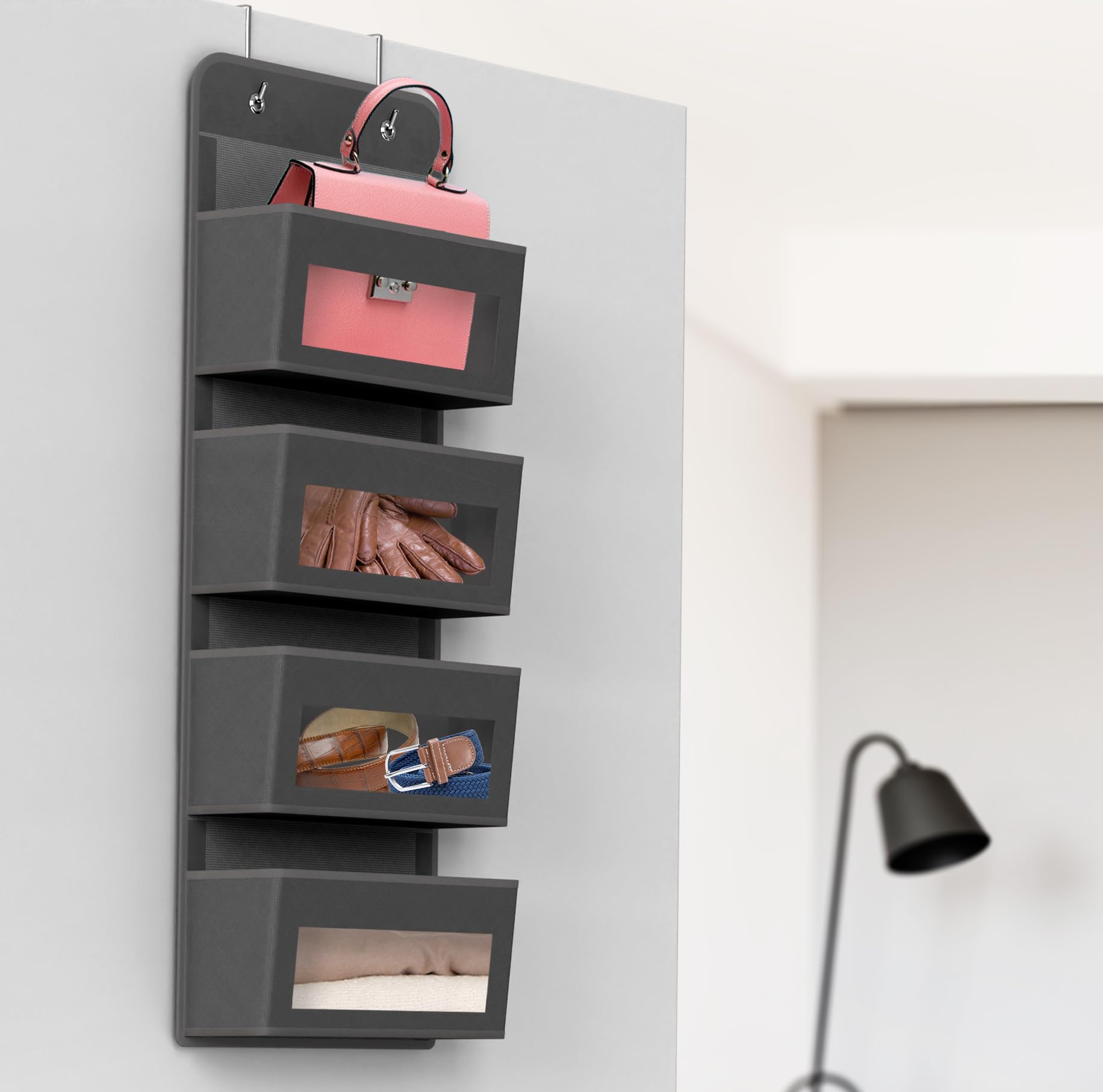 4 Clear Pocket Over Door Hanging Organizer