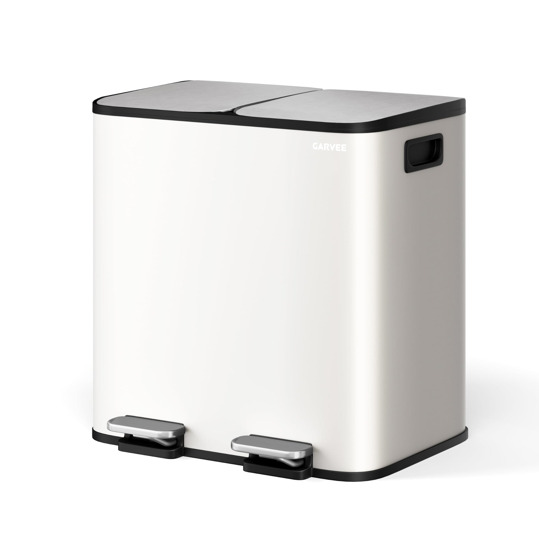 2 x 4 gal Stainless Steel Double Trash Can with Lid for Kitchen
