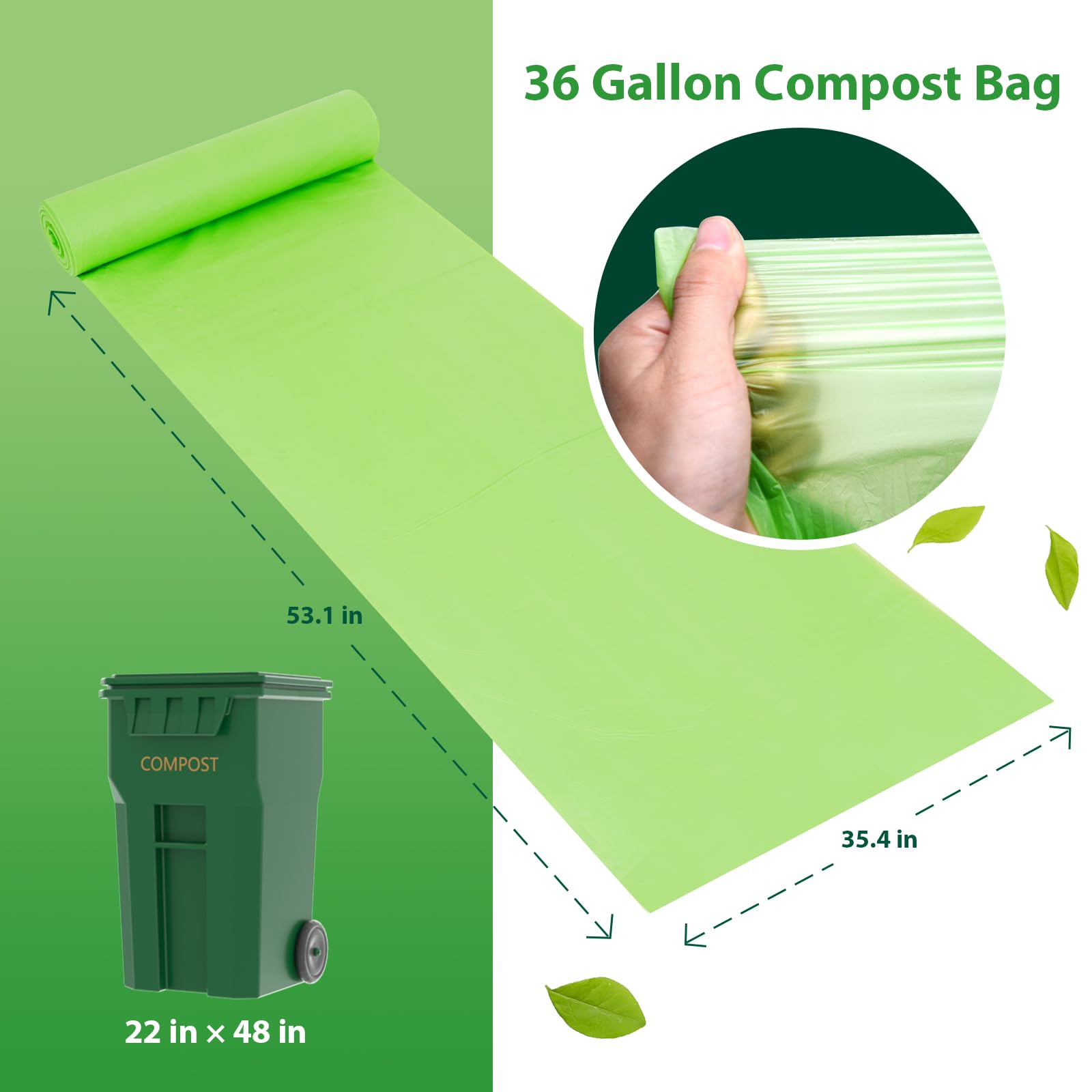 Compostable 36 gallon Trash Bags (15 Count)