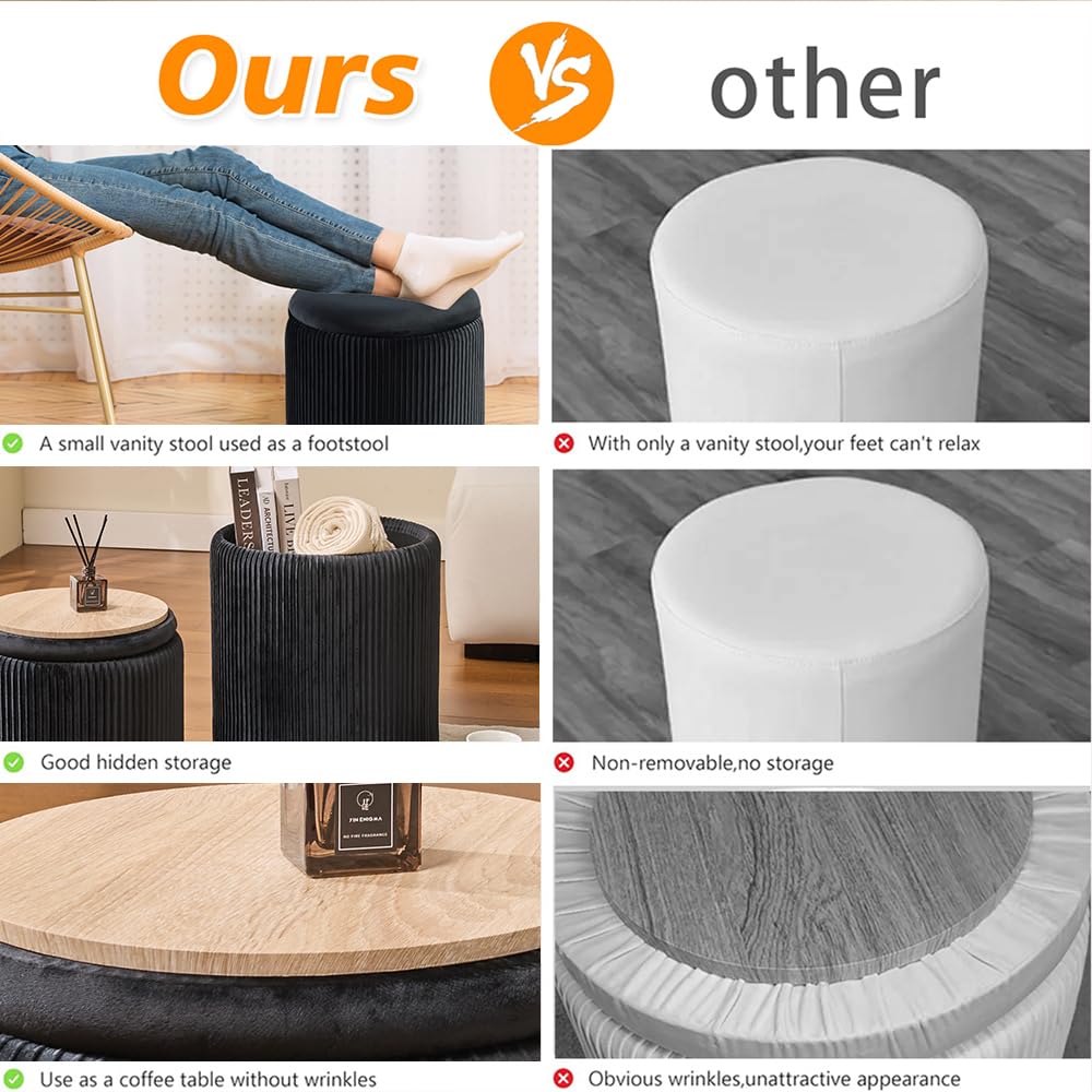 Set of 2 Round Ottoman Storage