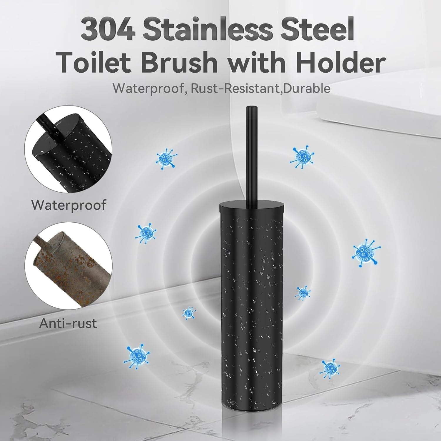 Toilet Bowl Brush and Holder for Bathroom
