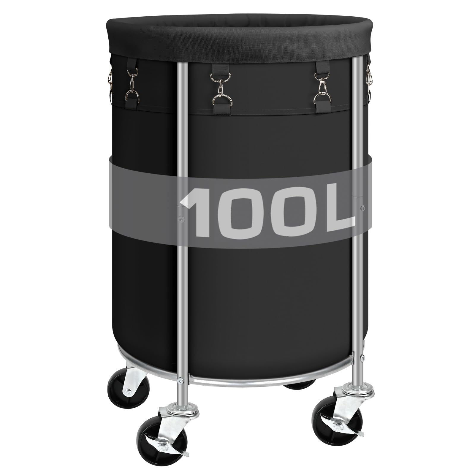 100L Round Rolling Laundry Hamper Basket with Wheels