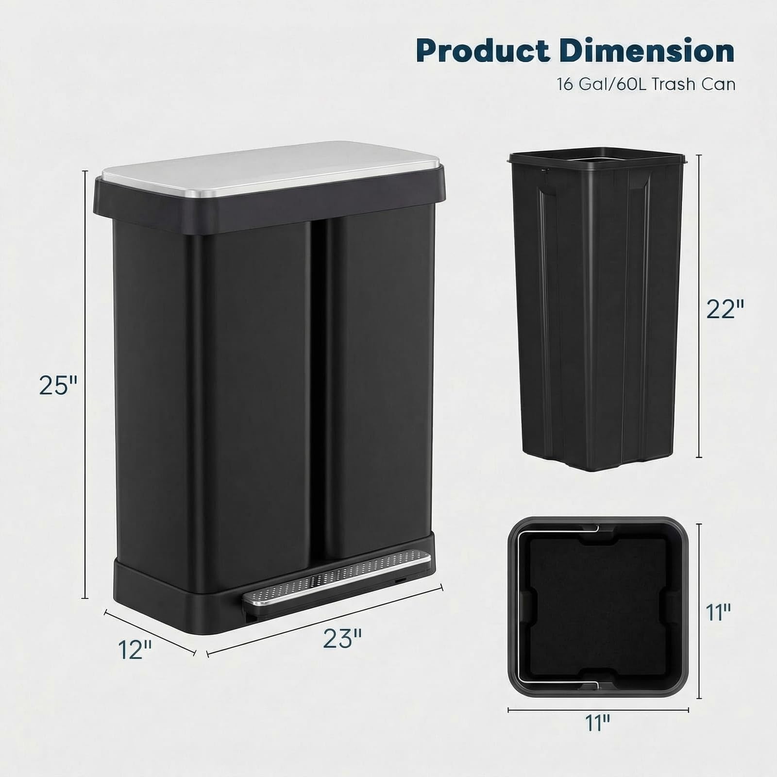 16 Gallon Dual Compartment Trash Can